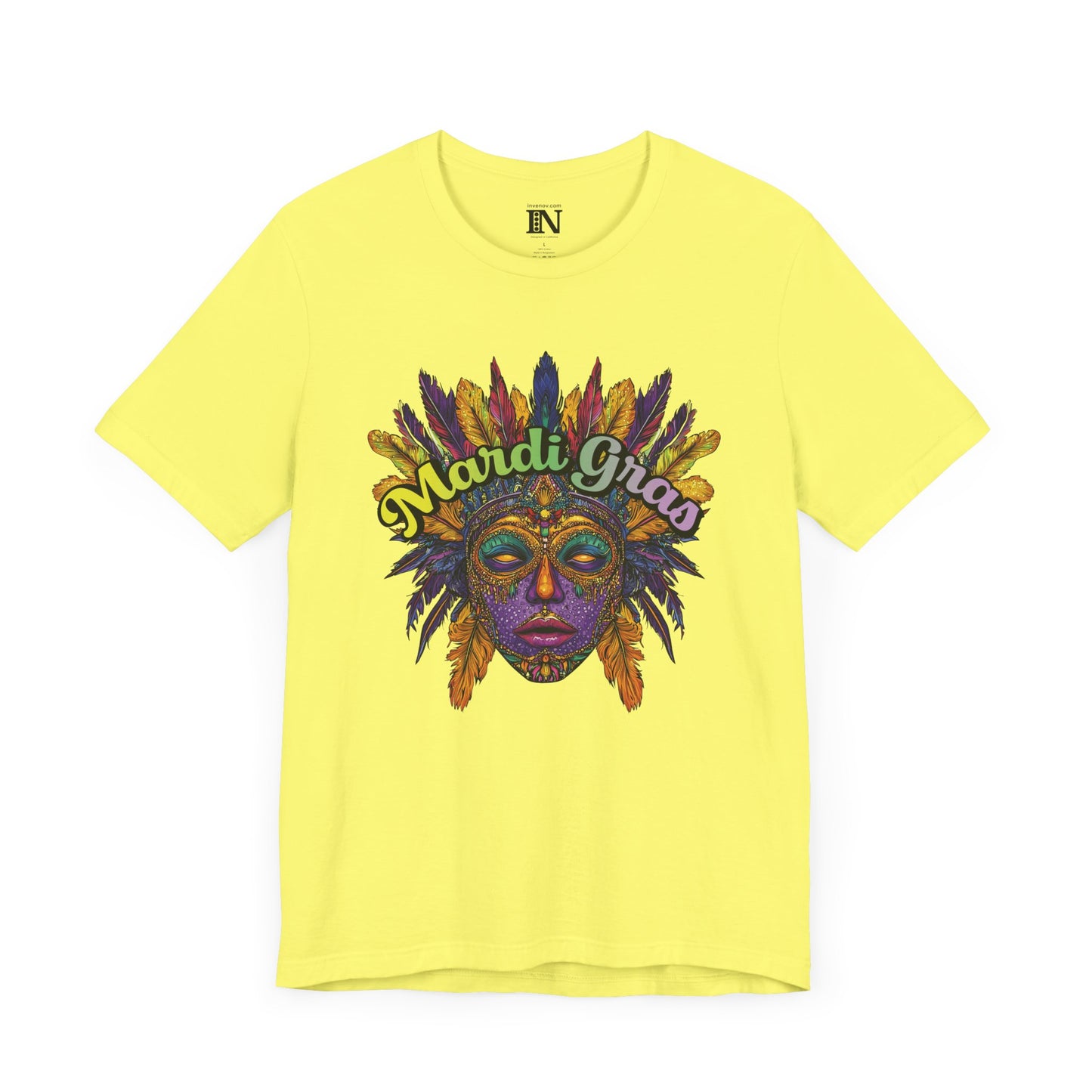 Mardi Gras Jersey Tee, Festive Masquerade Mask Shirt, Mardi Gras Celebration T-Shirt, Colorful Party Top, Mardi Gras Festival Shirt