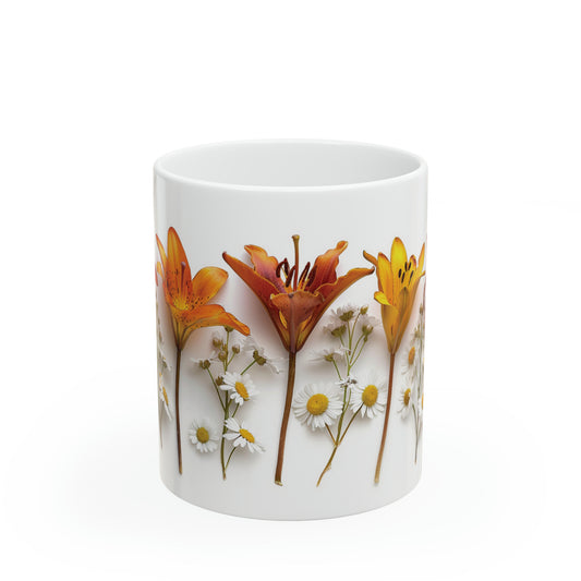 Wildflower Mug, Lily Daisy Flower Mug, Boho Flower Tea Cup, Mother Day Gift, Flower Lover, Botanical Coffee Mug, Cottagecore Mug, Floral Mug