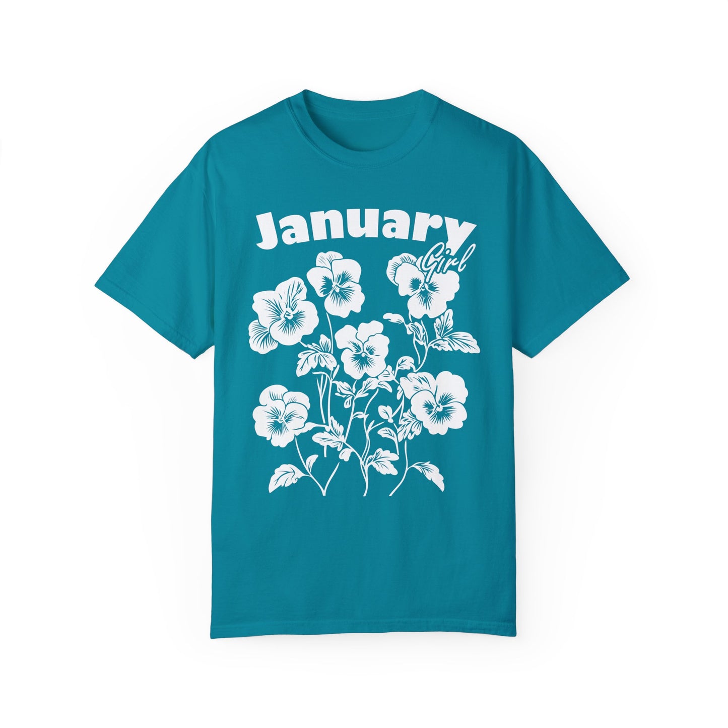 Comfort Colors Shirt Botanical Graphic Violas Pansies January Girl T-shirt, Floral Graphic Tee, Birthday Gift, Unisex Floral Flower shirt