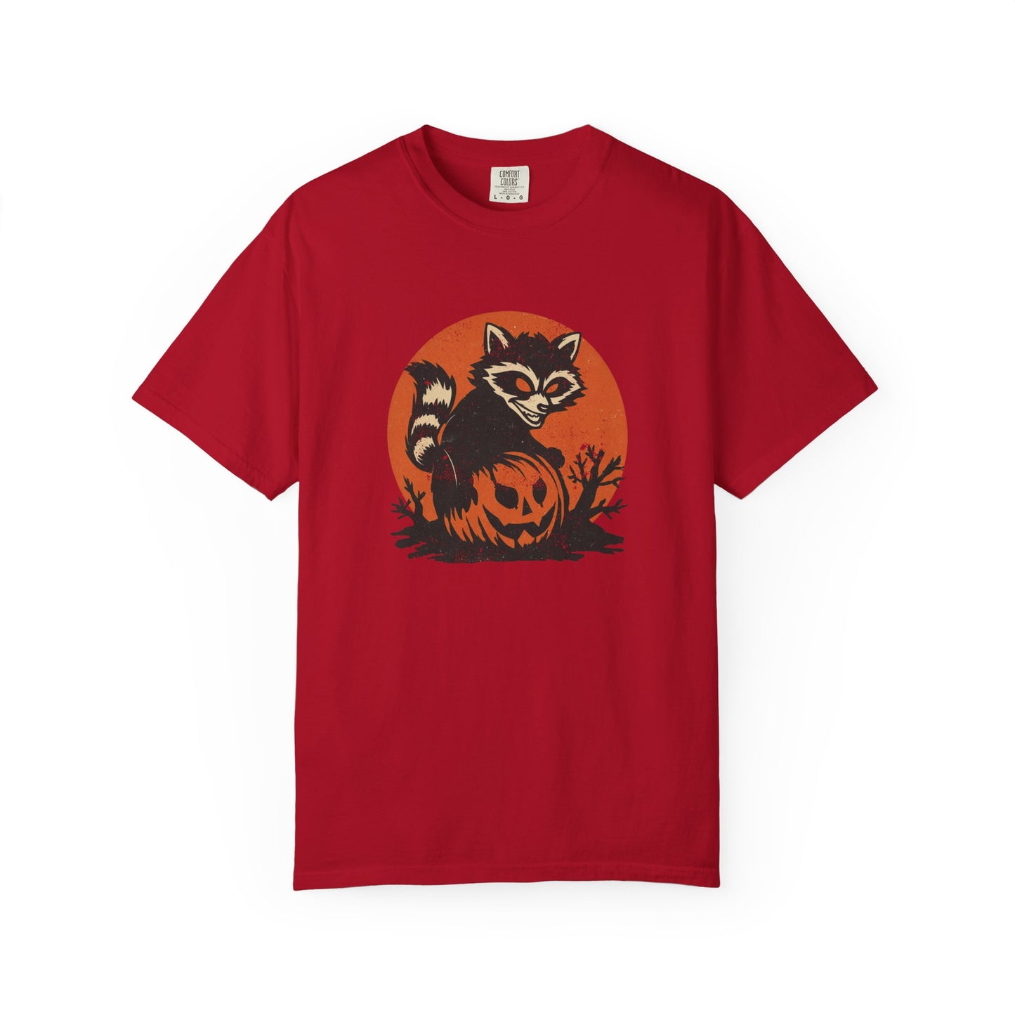 Comfort Colors Spooky Raccoon Halloween T-Shirt, Halloween Raccoon T-shirt, Spooky Trick-Or-Treat Tee, Halloween Shirt, Fall Pumpkin Design