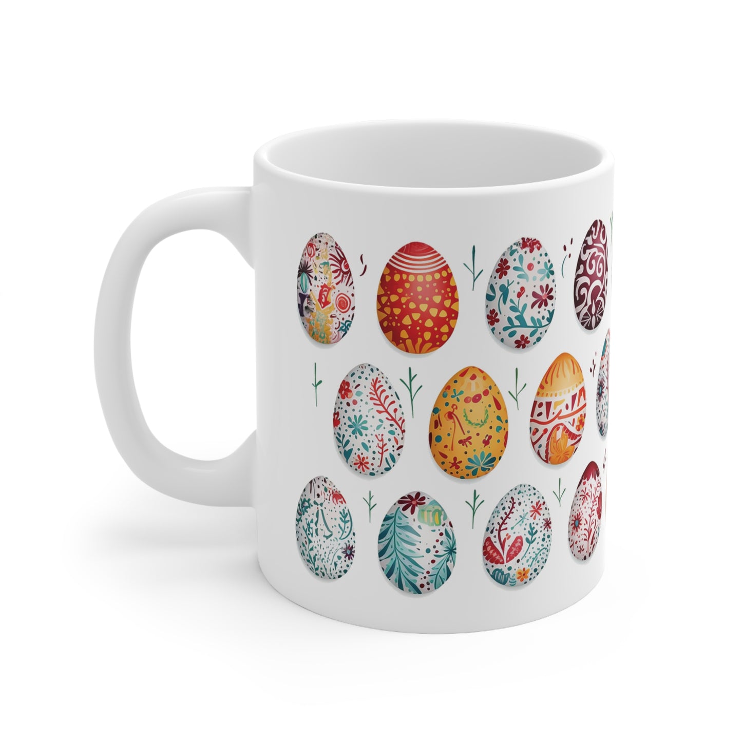 Easter Coffee Mug, Easter Egg Tea Mug, Bunny Egg Mug, Colorful Mug, Egg Pattern Cup, Easter Gift Idea, Ceramic Easter Mug