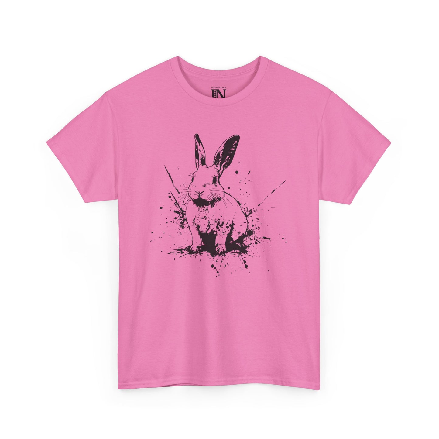 Easter Shirt, Rabbit Graphic Tee, Bunny T-Shirt, Ink Splatter Shirt, Animal Lover Gift, Minimalist Artistic Top, Easter Apparel