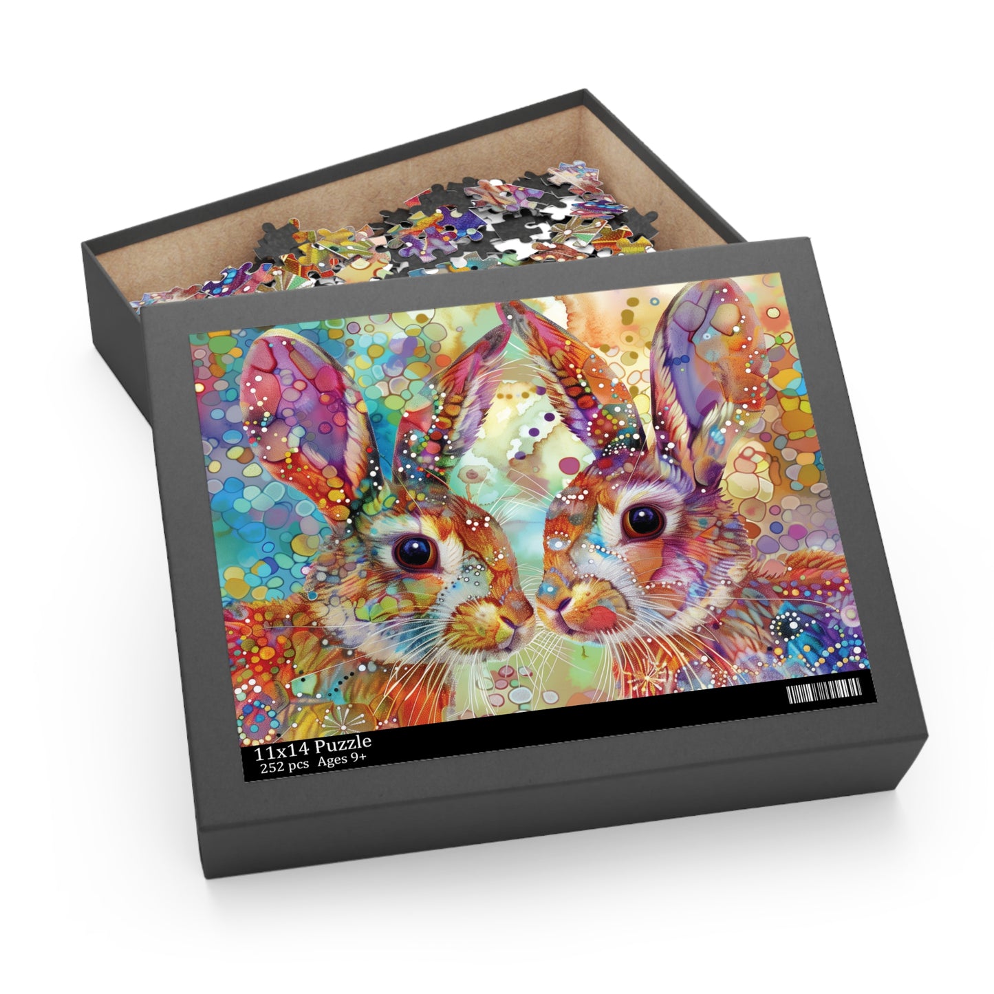 Rabbit Puzzle, Bunny Jigsaw Puzzle, Colorful Bunny Puzzle, Artistic Rabbit Puzzle, 120 pieces, 252 pieces, 500 pieces, Family Game Puzzle