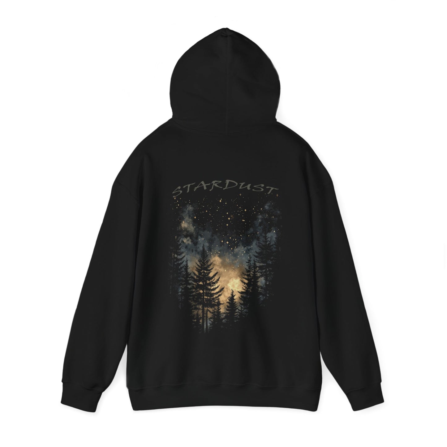 Custom Nighttime Forest Celestial Hoodie, Black Starry Sky Pine Trees Hoodie, Cozy Astronomy Clothing, Nature Lover Gift, Dreamy Artistic