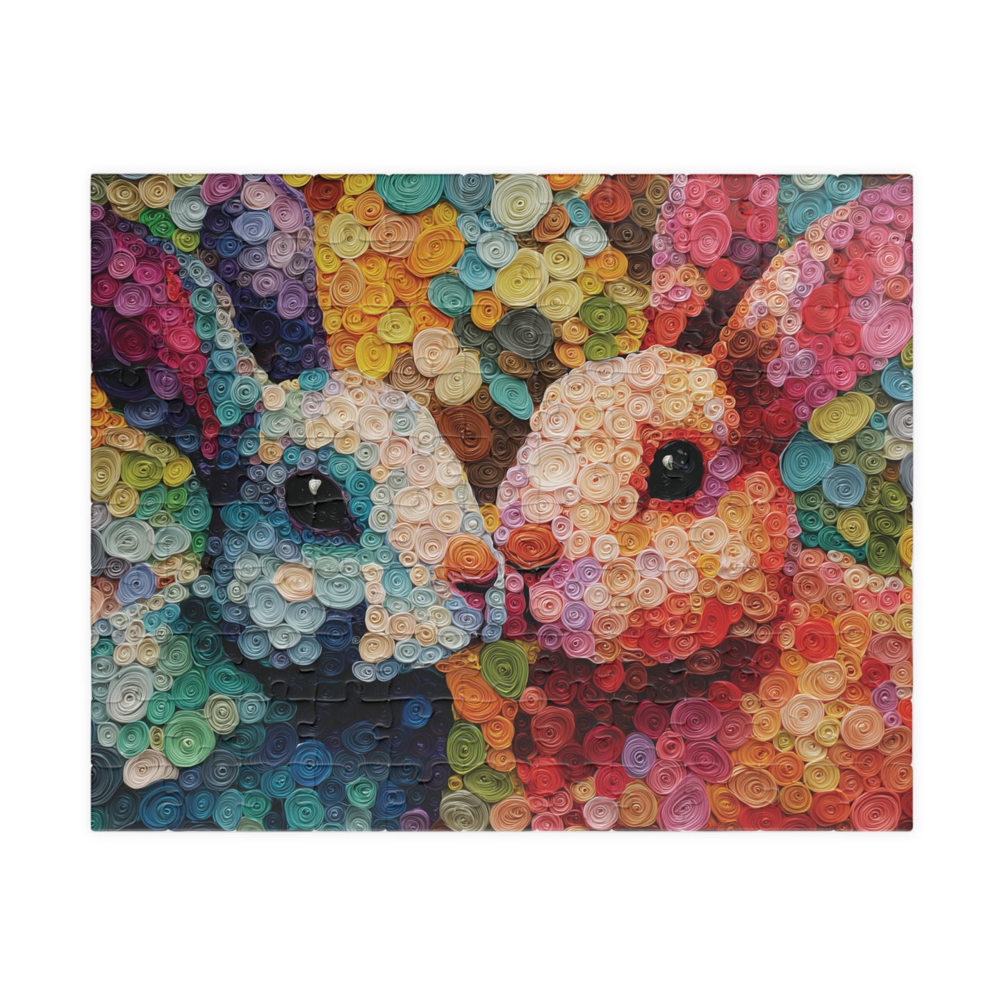 Rabbit Art Puzzle, Colorful Spiral Painting Style Abstract Design, Relaxing Activity for Puzzle Lovers, Birthdays & Holidays Gifts