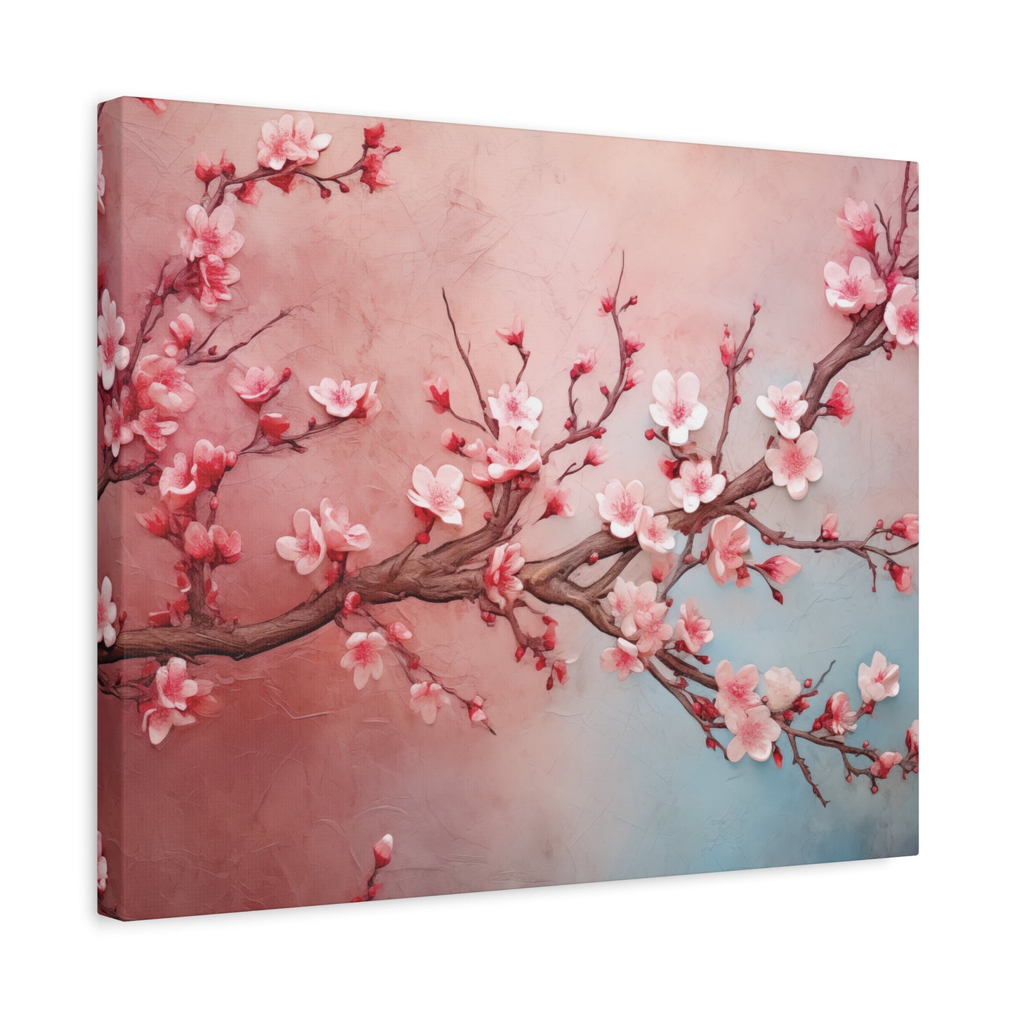 Cherry Blossom Wall Art Canvas Print, Asian Inspired Floral Decor, Pink Sakura Flowers, Home Office Decoration, Nature Artwork Gift