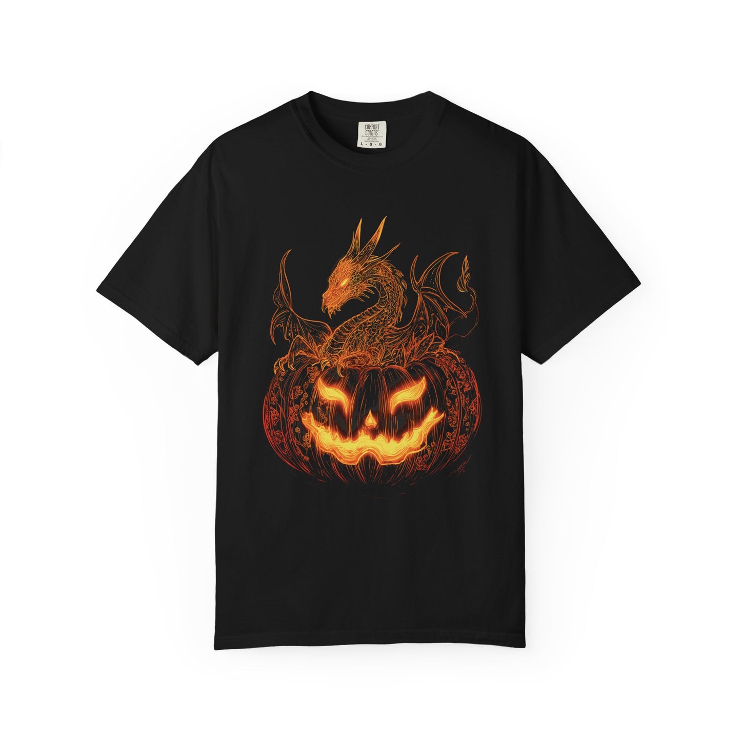 Comfort Colors Fire Dragon Halloween Pumpkin T-shirt, Gothic Fantasy Tee, Shirt for Halloween Parties, Halloween Costume Shirt, Dragon Lover