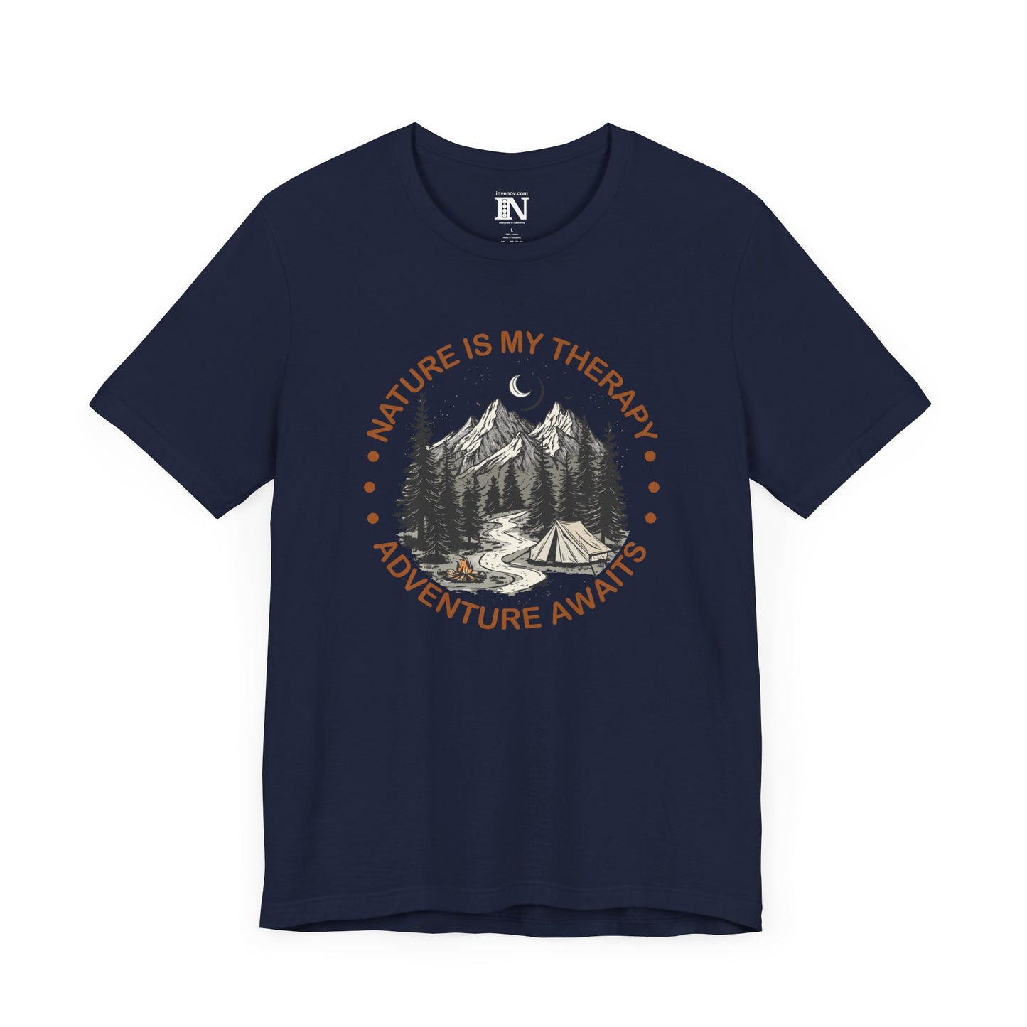 Mountain Adventure T-Shirt, Nature is My Therapy, Outdoor Campsite Tee, Hiking Shirt, Adventure Awaits Top, Summer Explore Shirt