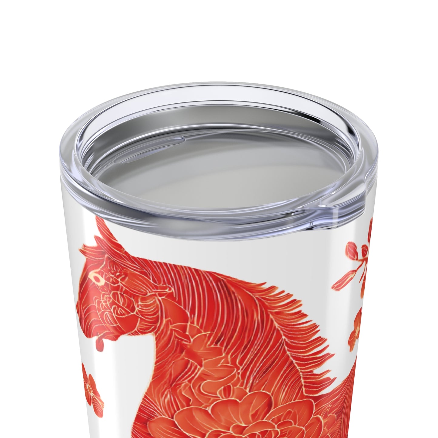 Year of the Horse 2026 Tumbler, Chinese New Year Gift, Red Zodiac Horse Travel Mug, Lunar New Year Cup, Floral Equestrian Insulated Tumbler