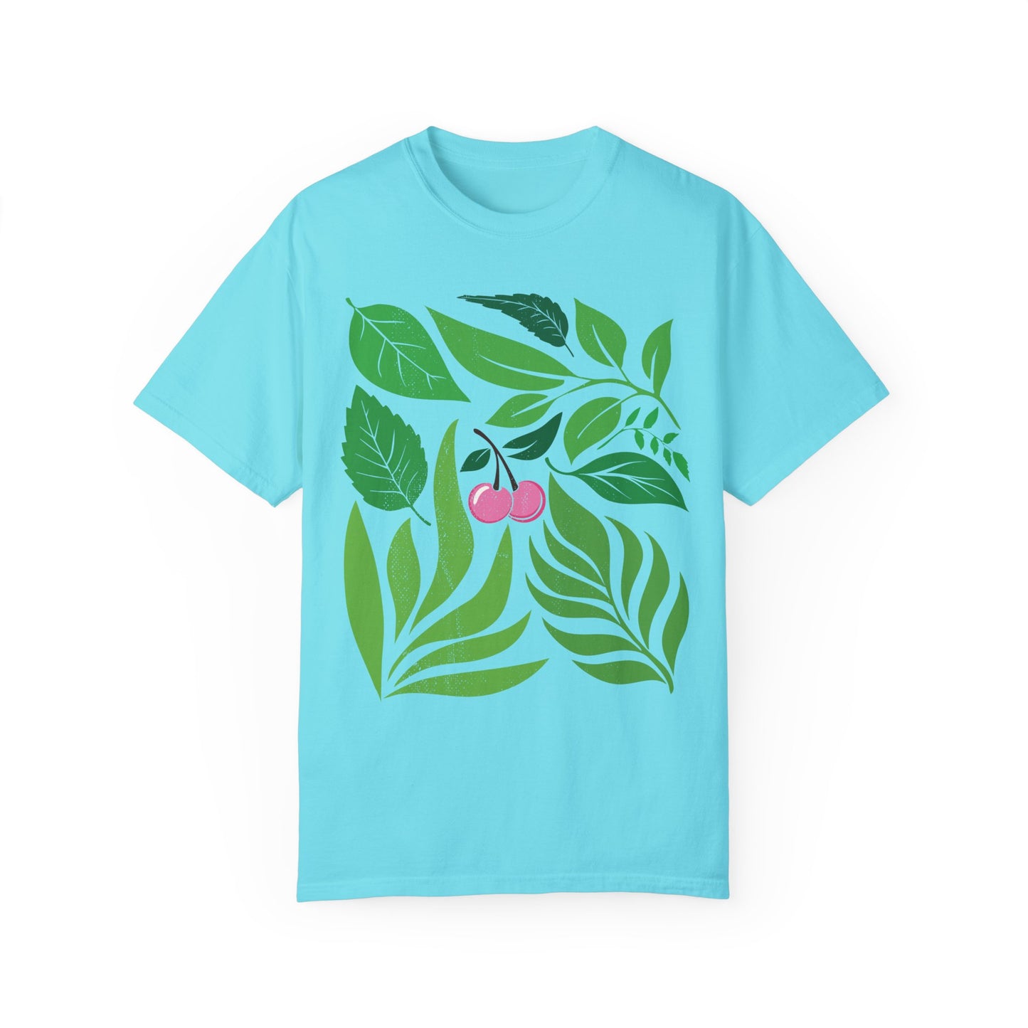 Botanical Cherry T-Shirt, Boho Nature-Inspired Graphic Tee, Plant Lover Gift, Tropical Shirt, Organic Botanical Top, Summer Vibes Clothing