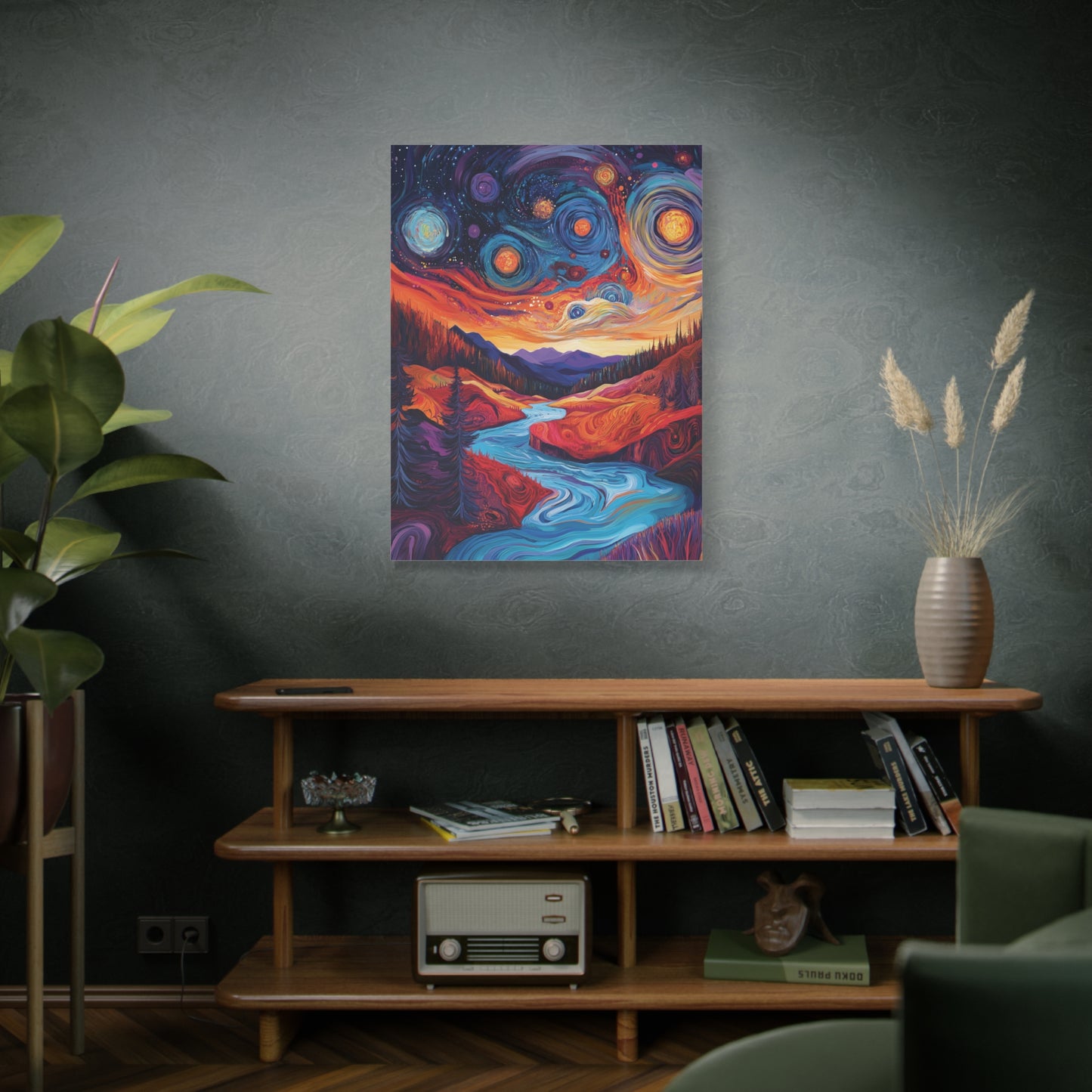 Psychedelic Cosmic Landscape Wall Art Canvas for Home Decor, Office, Meditation Space Galaxy, Abstract Art, Surreal Oil Painting Style