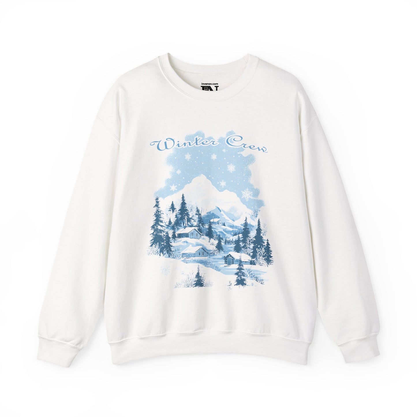 Winter Crew Snowy Village Sweatshirt, Mountain Winter Scene, Cozy Christmas Jumper, Holiday Ski Trip Pullover, Snowy Landscape Top