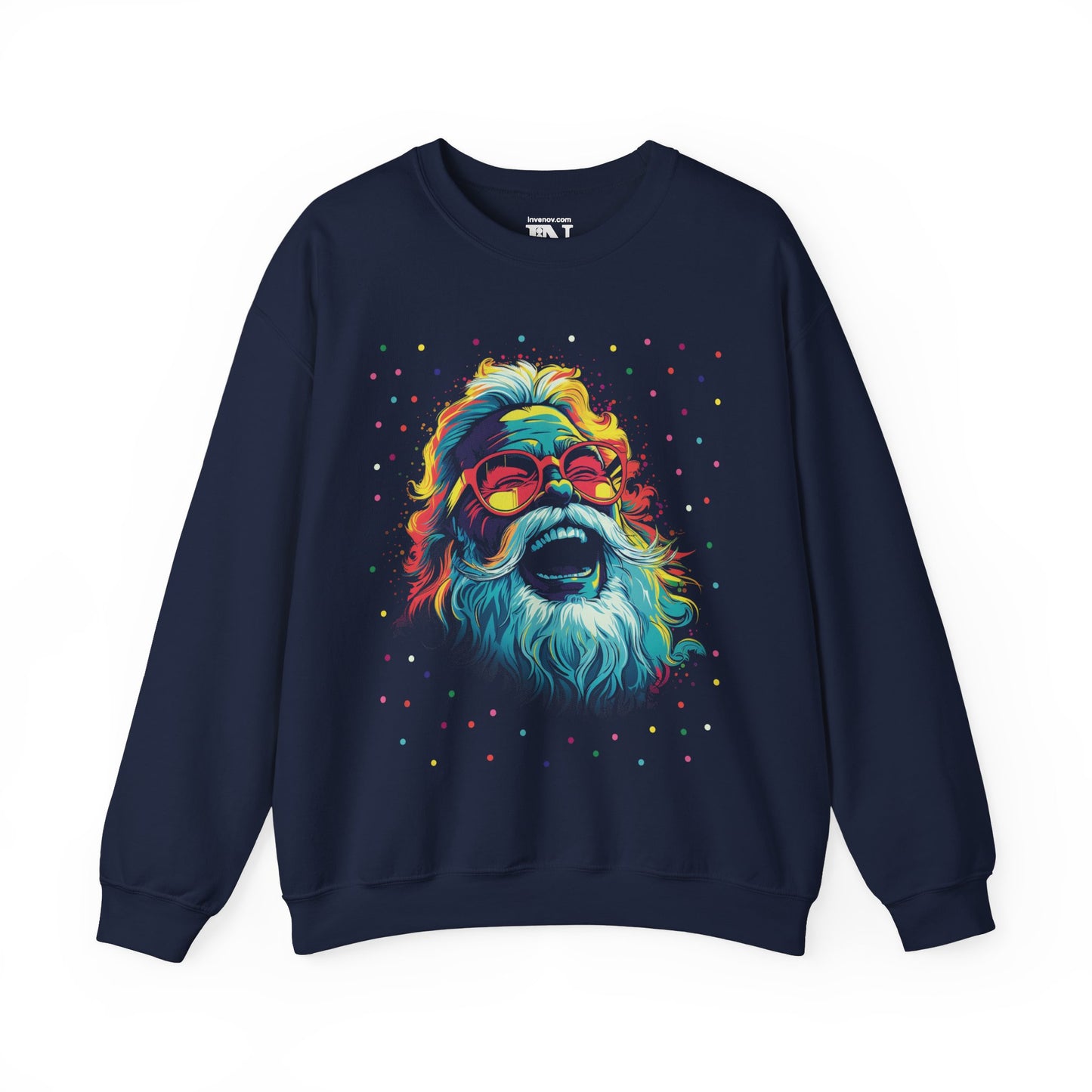 Christmas Santa Sweatshirt, Santa Claus Sweater, Funny Santa, Laughing Santa, Retro Neon Santa, Christmas Gift Idea, Family Christmas