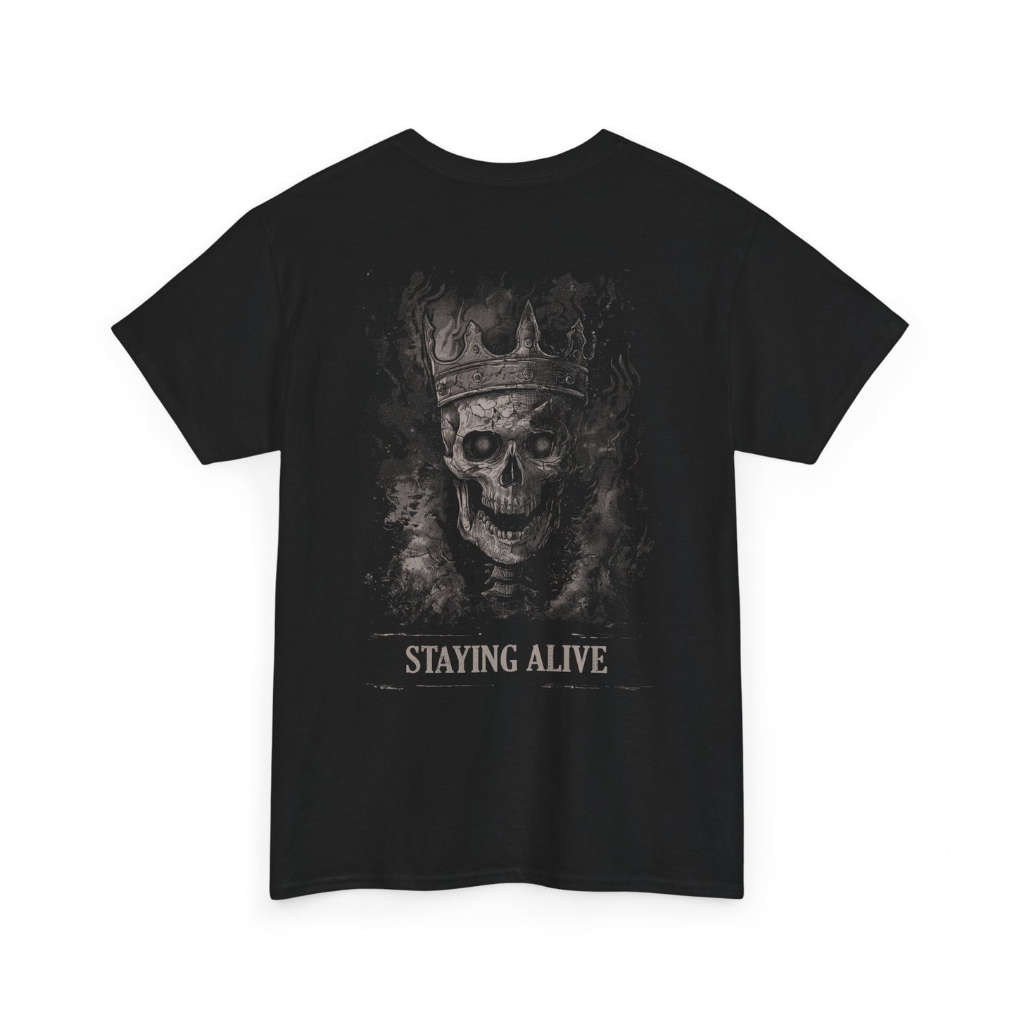 Gothic Skull Skeleton T-Shirt, Staying Alive Shirt, Skeleton King Tee, Funny Dark Humor Shirt, Vintage Edgy Style Dark Aesthetic Shirt