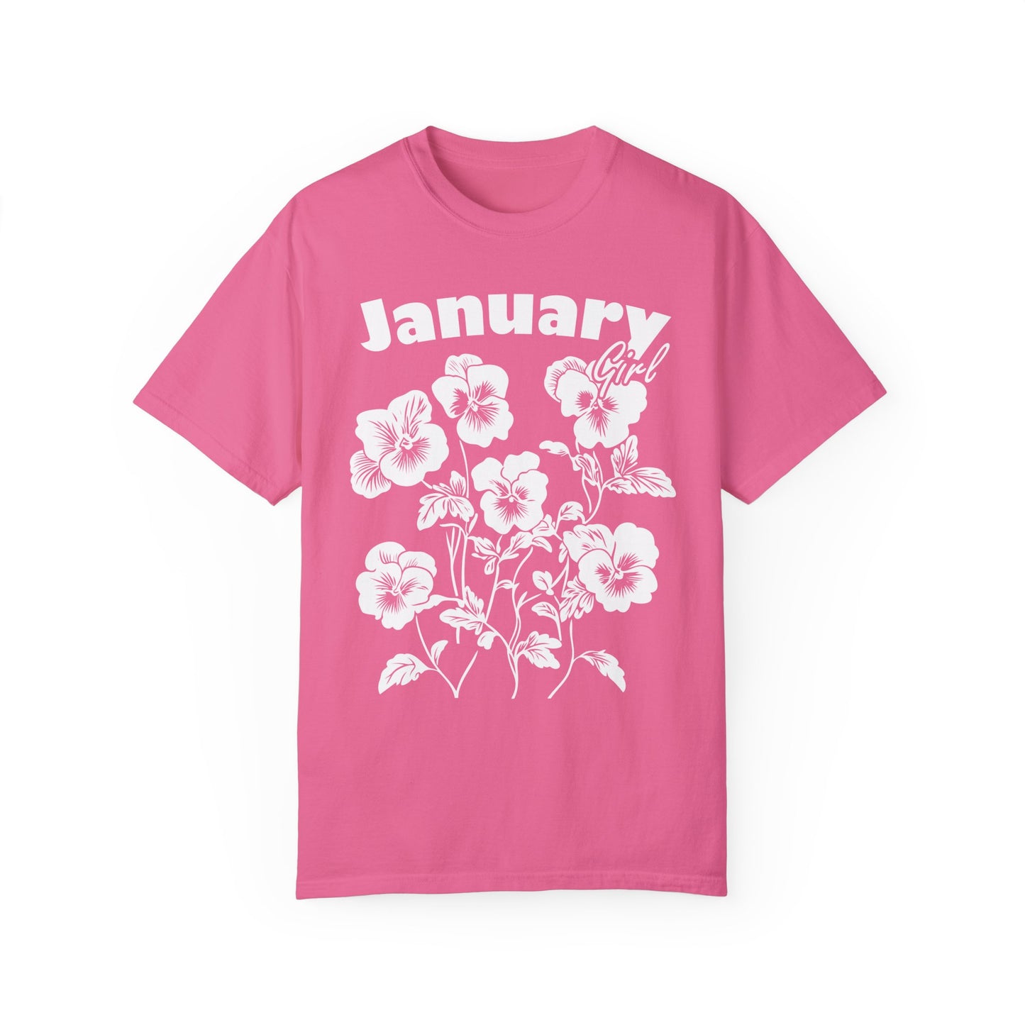 Comfort Colors Shirt Botanical Graphic Violas Pansies January Girl T-shirt, Floral Graphic Tee, Birthday Gift, Unisex Floral Flower shirt