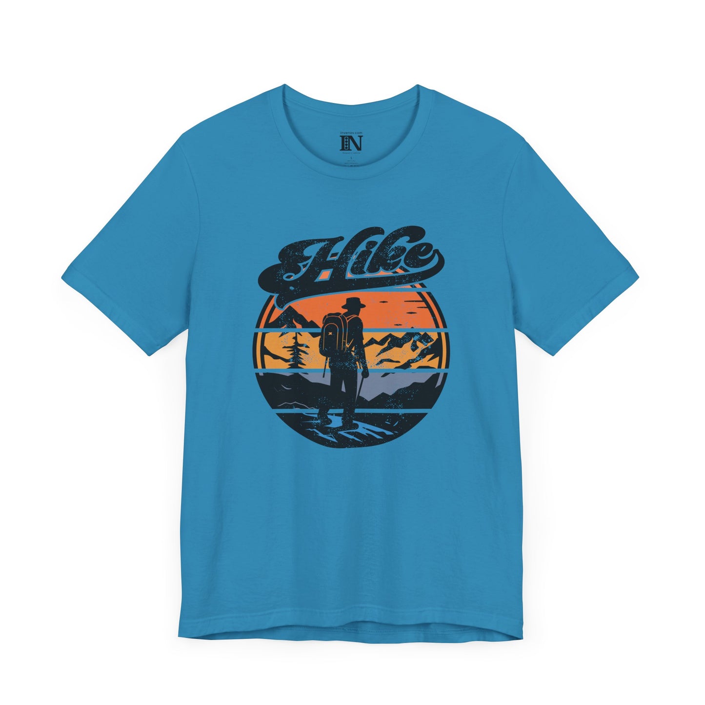 Retro Hiking Shirt, Vintage Distressed Style Nature Tee, Outdoor Adventure Shirt, Mountain Sunset Top, Camping Graphic Tee, Unisex Jersey
