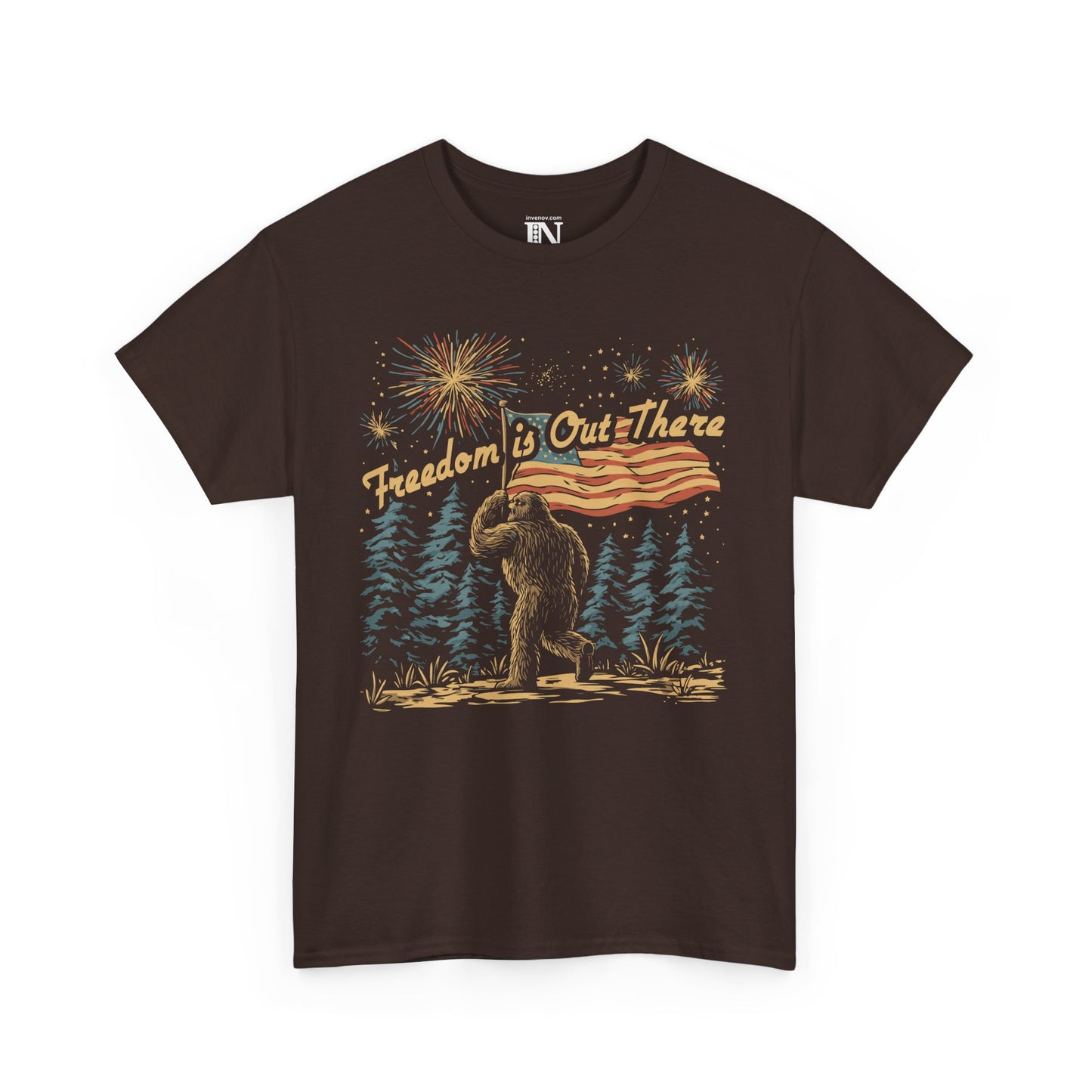Sasquatch Independence Day Shirt, Patriotic Fourth of July Shirt, Freedom is Out There Tee, Retro American Flag Tee, Funny American Shirt