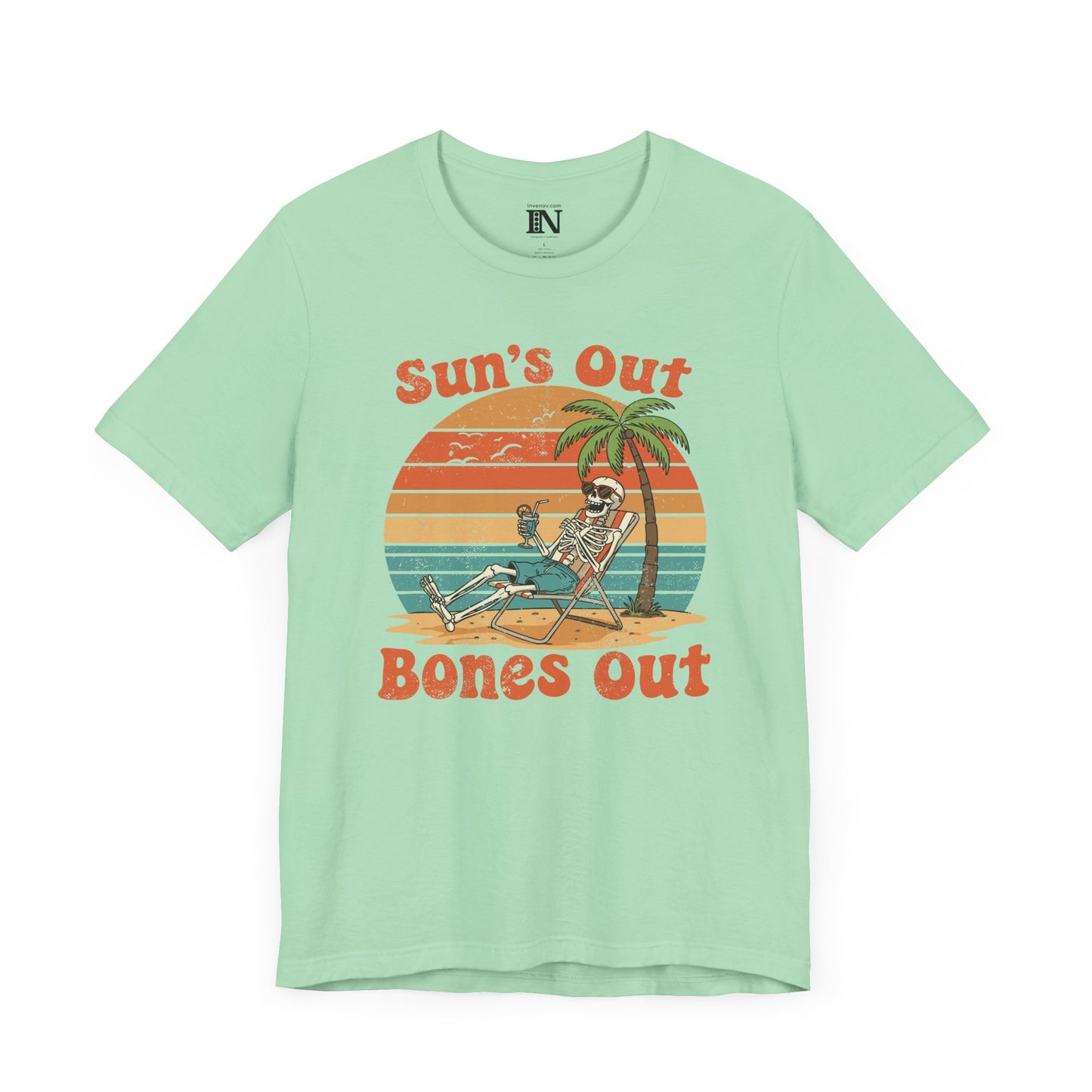 Skeleton Summer Sunset Shirt, Vintage Style Summer Beach Tee, Vacation Top, Retro Palm Tree Graphic Shirt, Funny Casual Gift for friends