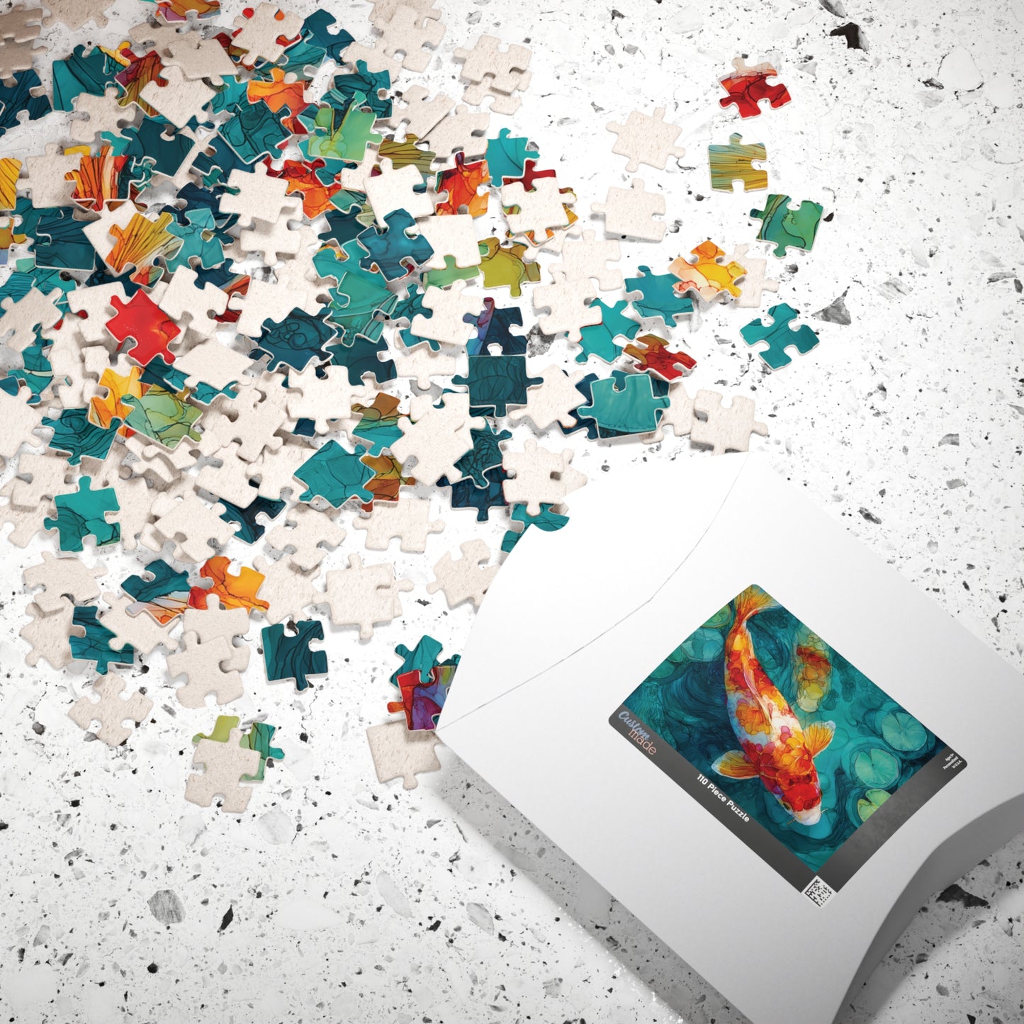 Koi Fish Jigsaw Puzzle, Fish Painting Style Puzzle, Serene Koi Pond Art Puzzle, Family Night Activity, Meditation Activity, Relaxing Hobby
