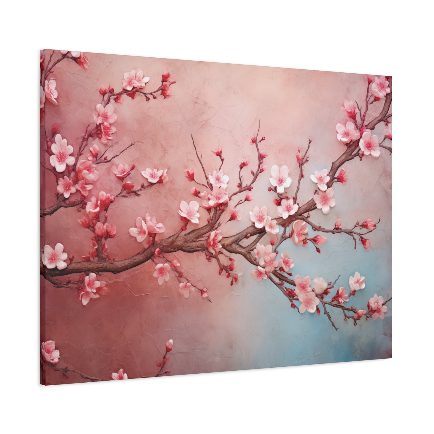 Cherry Blossom Wall Art Canvas Print, Asian Inspired Floral Decor, Pink Sakura Flowers, Home Office Decoration, Nature Artwork Gift