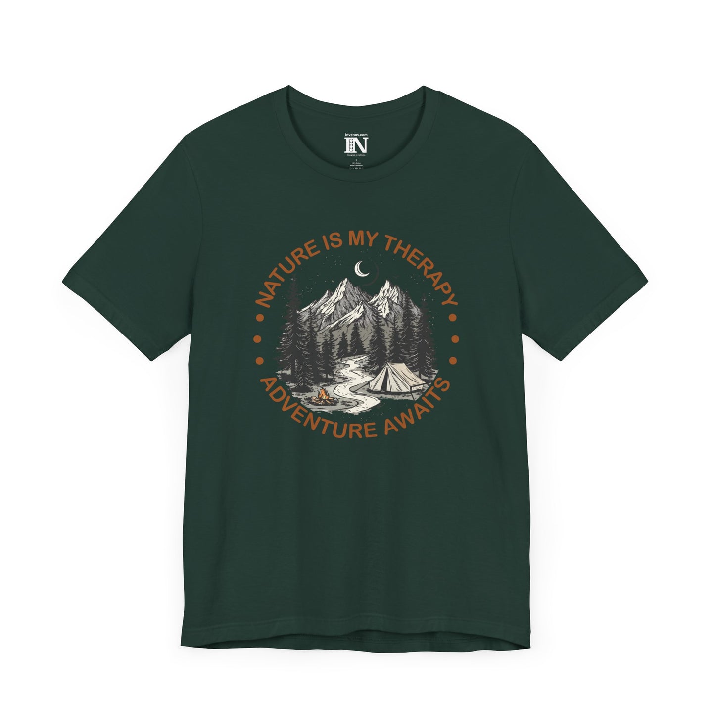 Mountain Adventure T-Shirt, Nature is My Therapy, Outdoor Campsite Tee, Hiking Shirt, Adventure Awaits Top, Summer Explore Shirt