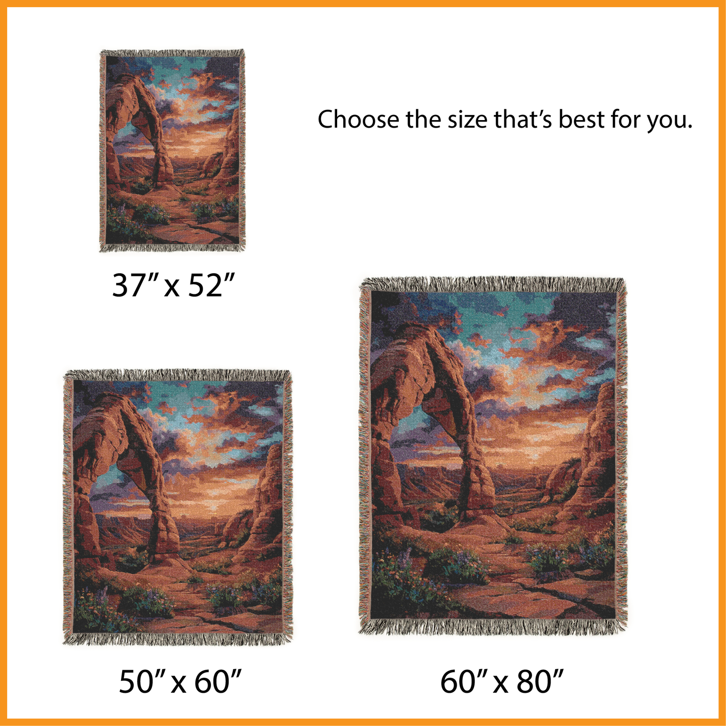 Arches National Park Woven Blanket, Delicate Arch Tapestry, Utah Sunset Throw, Western Boho Decor, Home Bedroom Decor, Sofa Bed cover