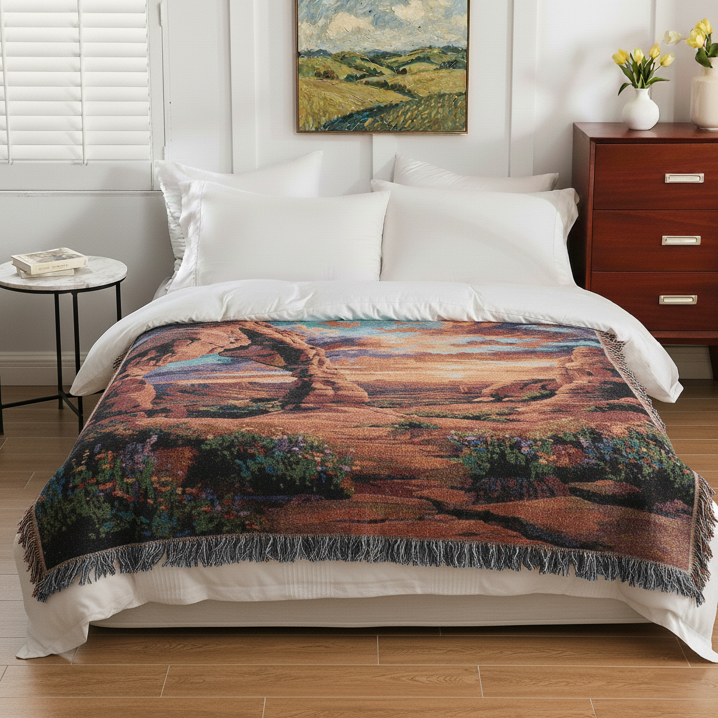 Arches National Park Woven Blanket, Delicate Arch Tapestry, Utah Sunset Throw, Western Boho Decor, Home Bedroom Decor, Sofa Bed cover
