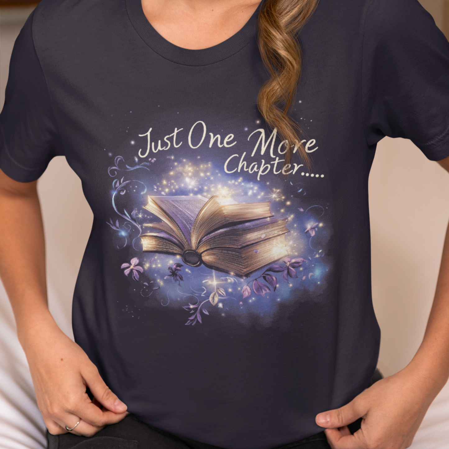 Just One More Chapter Book Lover T-Shirt, Reading Night Tee, Love Reading Shirt, Magical Story Shirt, Cozy Book Club Top, Bibliophile Gift