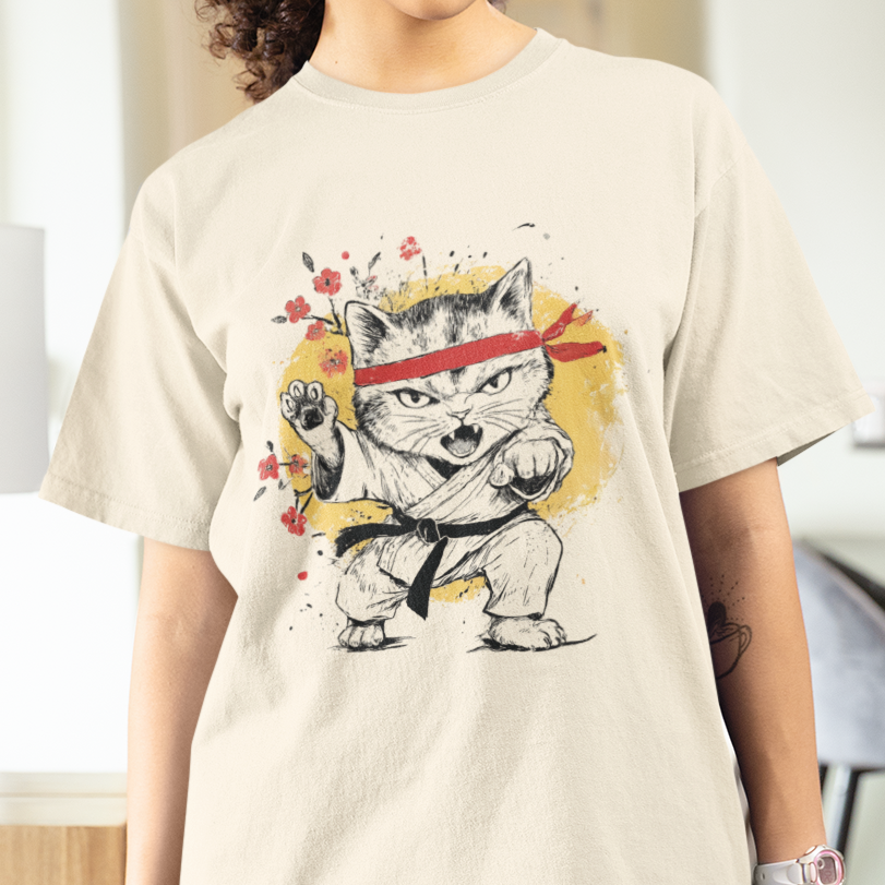 Karate Cat Martial Arts T-Shirt, Cat Lover Gift, Funny Cat Shirt, Martial Arts Enthusiast, Funny Karate Shirt, Cute Cat Tee