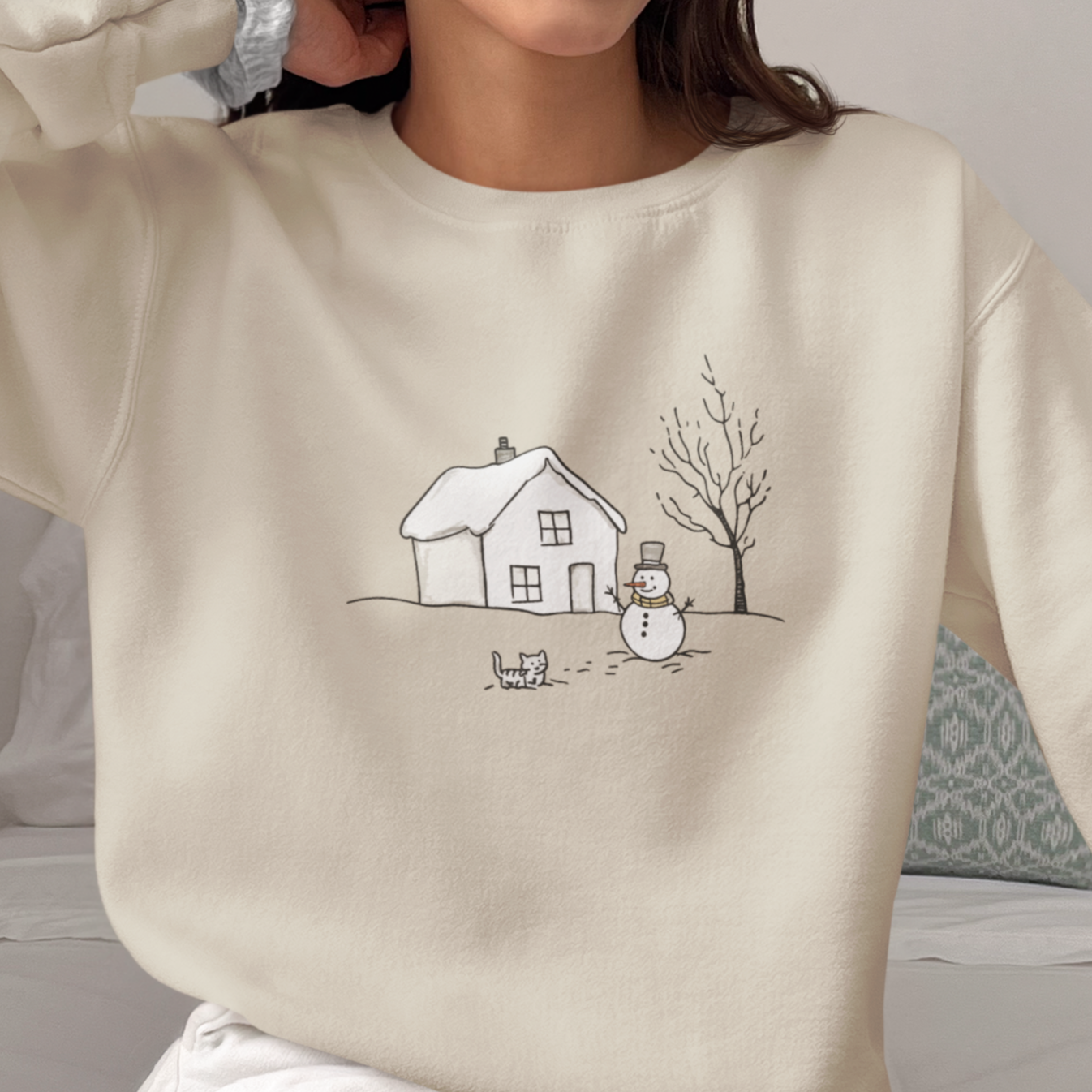 Christmas Sweatshirt, Christmas Tree Sweater, Christmas Snowman Sweatshirt, Christmas Cat, Xmas Gifts, Women Sweatshirt, Christmas Crewneck