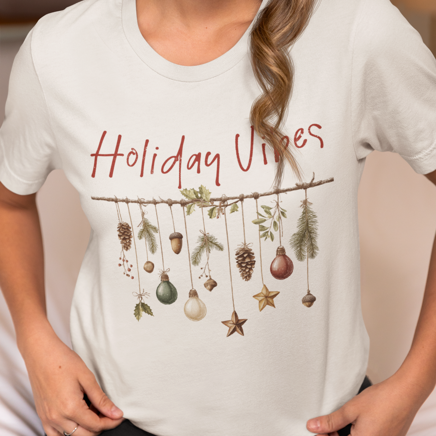 Holiday Vibes Festive Christmas Shirt, Rustic Woodland Design, Casual Gathering Shirt, Winter Celebration Tee, Everyday Holiday Wear,