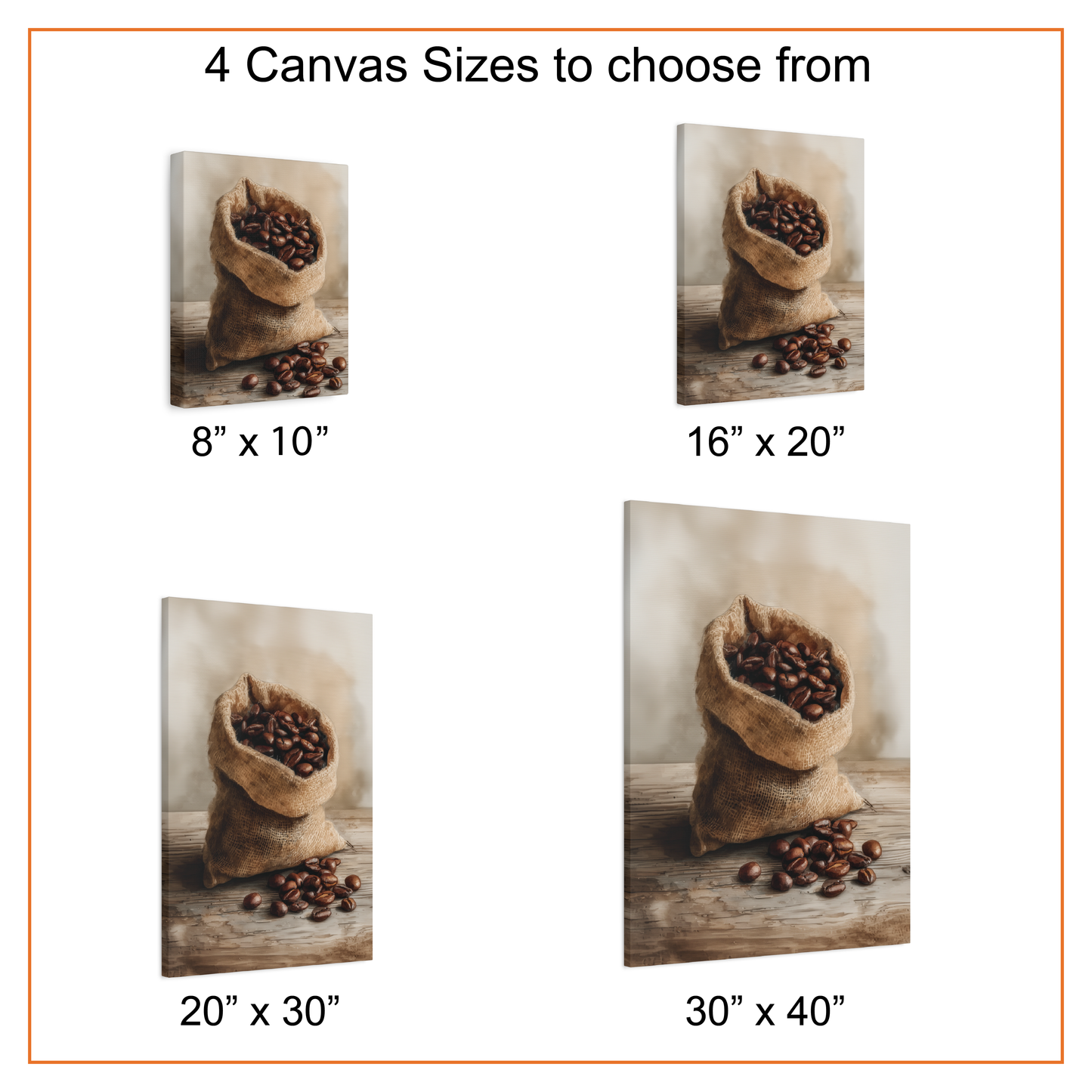 Rustic Coffee Bean Wall Art Print, Burlap Sack Coffee Decor for Kitchen Canvas or Poster Print, Cafe or Coffee Bar Decoration
