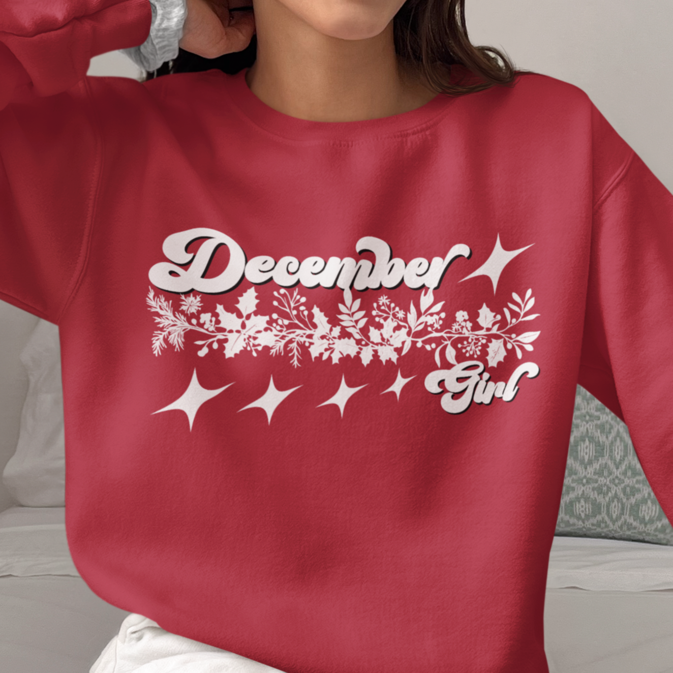 December Girl Sweatshirt, Christmas Flower Sweater, December Birthday, Born December, Dec Sweater, Winter Birthday, Winter Woman Sweatshirt
