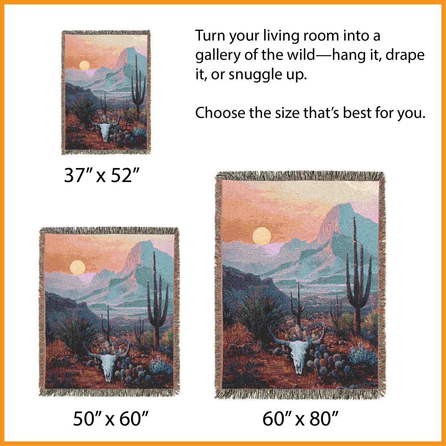 Southwestern Sunset Woven Blanket, Desert Landscape Throw, Southwest Decor, Wall Tapestry, Cozy Couch Bed Blanket, Rustic Home Accent