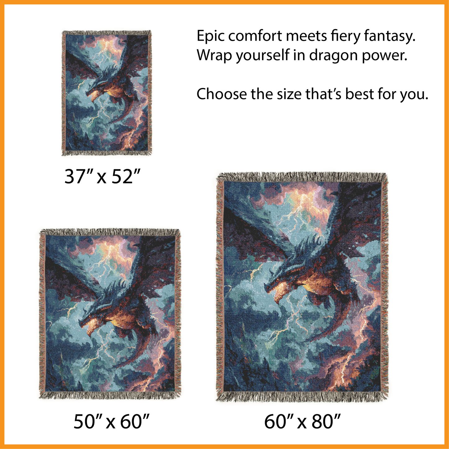 Dragon Fantasy Woven Blanket, Cozy Sofa or Bed Throw, Wall Tapestry, Fantasy Lover Decor, Dragon Lover Gift, Legendary Creature Decor