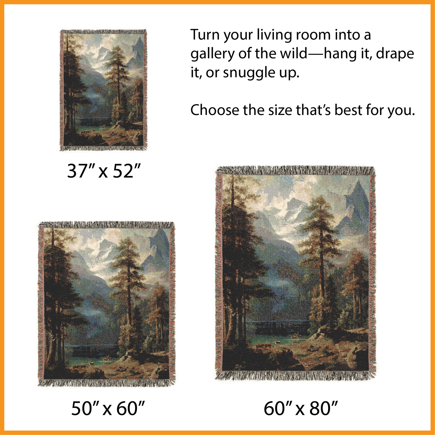 Mountain Wilderness Woven Blanket, Albert Bierstadt Inspired Decor, Forest Art Tapestry, Nature Landscape Throw Blanket, Rustic Cabin Decor