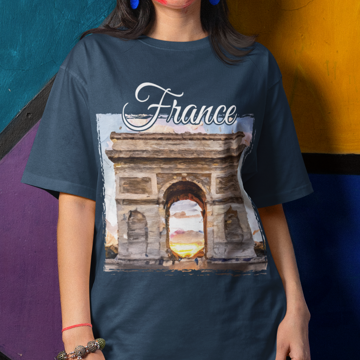Comfort Colors Arc de Triomphe Sunset France T-shirt, Oil Painting Style Tee, Paris Landmark Shirt, Travel France Shirt, France Lover Shirt