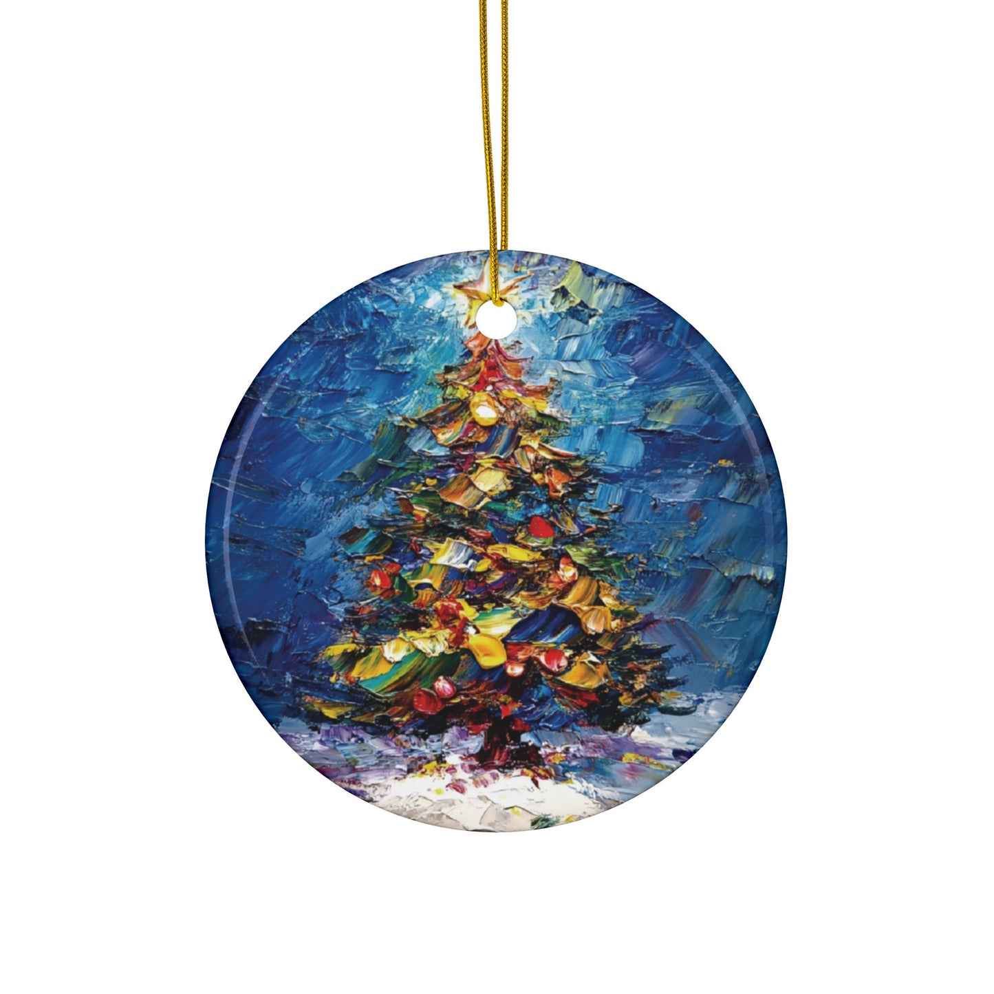 Christmas Tree Ornaments, 3 pcs Set, Both Side Print, Christmas Decoration, Xmas Decor, Christmas Gifts, Gift Exchange, Round Ceramic