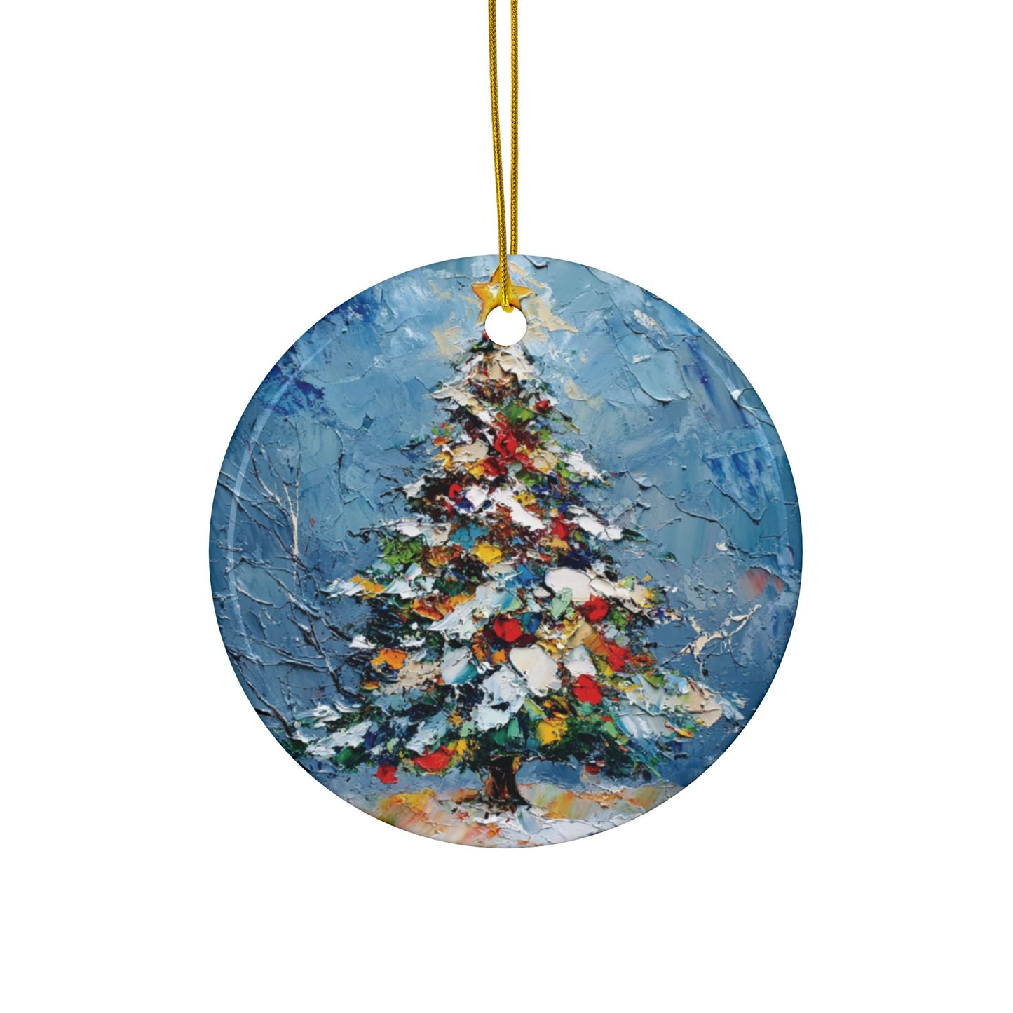 Christmas Tree Ornaments, 3 pcs Set, Both Side Print, Christmas Decoration, Xmas Decor, Christmas Gifts, Gift Exchange, Round Ceramic