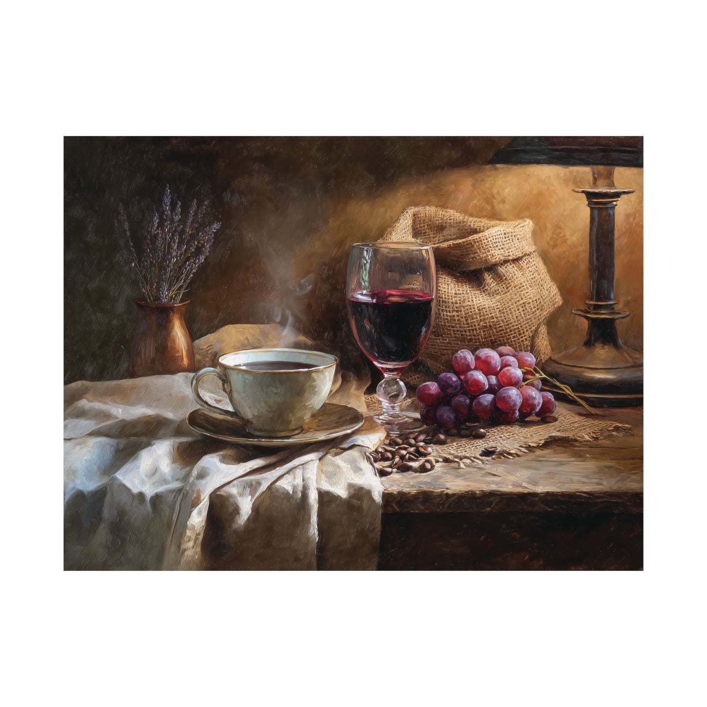 Rustic Coffee and Wine Wall Art, Canvas or Poster Print, Cozy Kitchen & Dining Room Decor, Farmhouse Wine Lover Gift, Bistro Ship Decoration