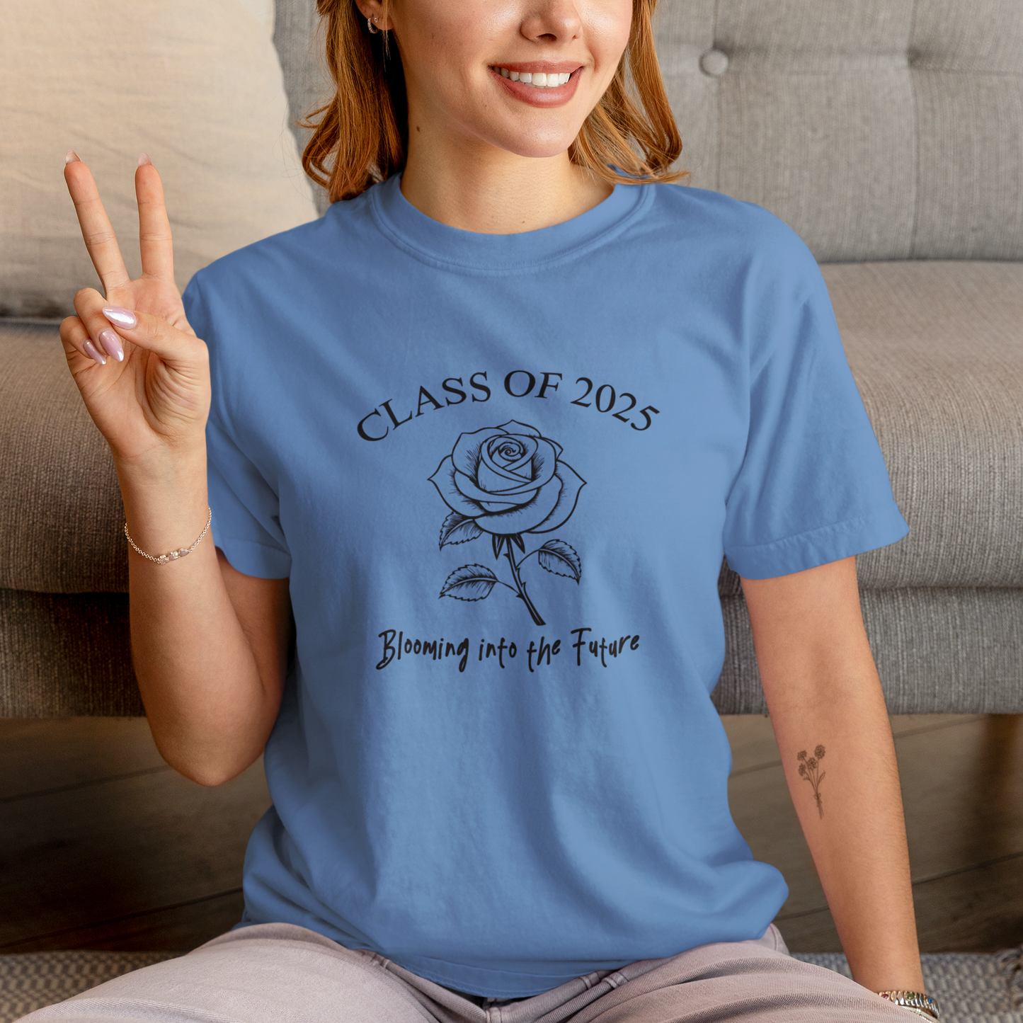 Comfort Colors Class of 2025 Graduation Shirt, Rose Shirt, Blooming into the Future, Commemorative Gift, Celebration Shirt, Graduates Gift