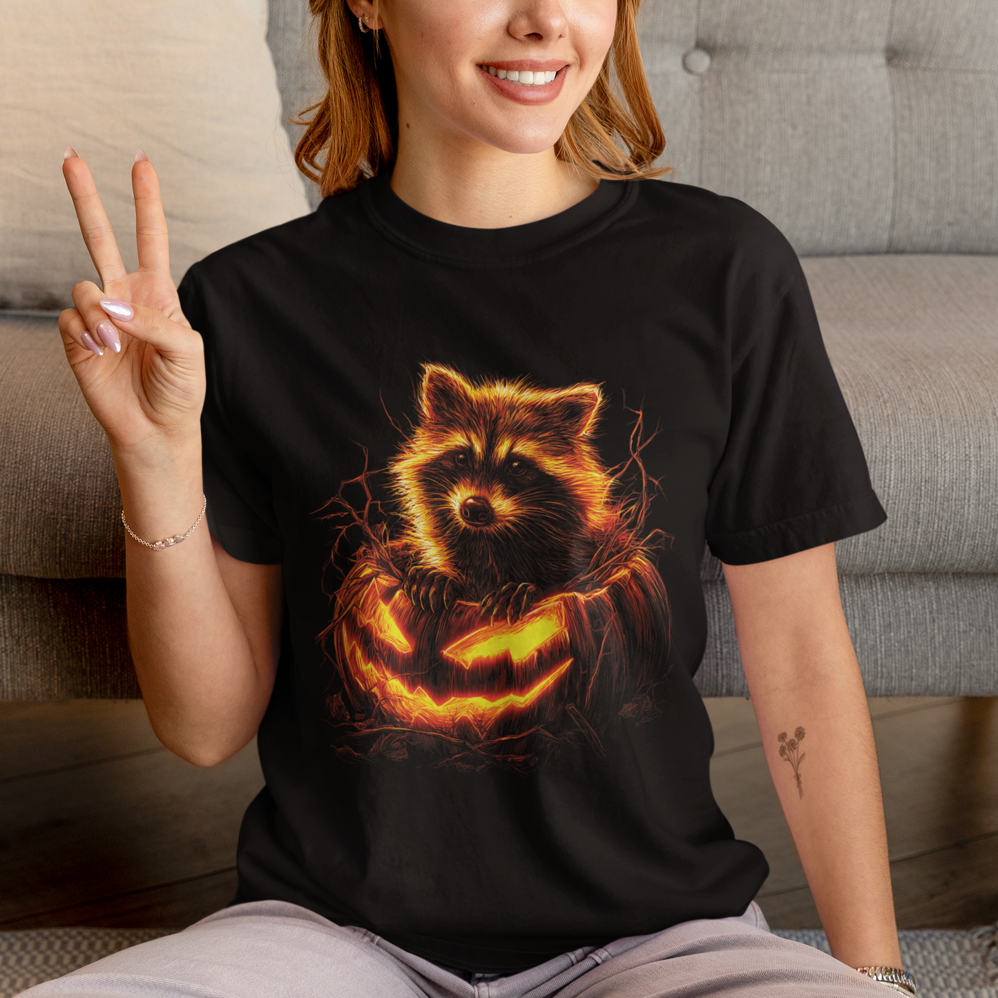 Comfort Colors Halloween Raccoon T-shirt, Spooky Season Tee, Cute and Creepy Shirt, Cute Raccoon Shirt, Halloween Party Top, Animal Lover