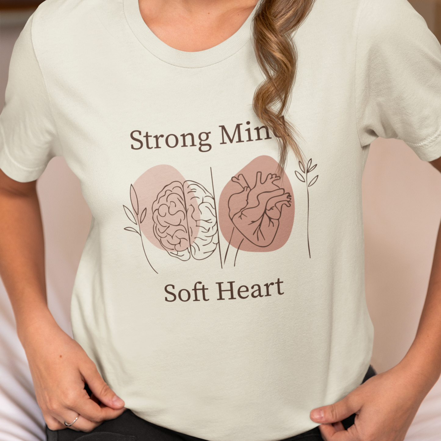 Minimalist Strong Mind Soft Heart Shirt, Inspirational Graphic T-Shirt, Mental Strength Kindness Shirt, Wellness Graphic Tee, Therapist Gift
