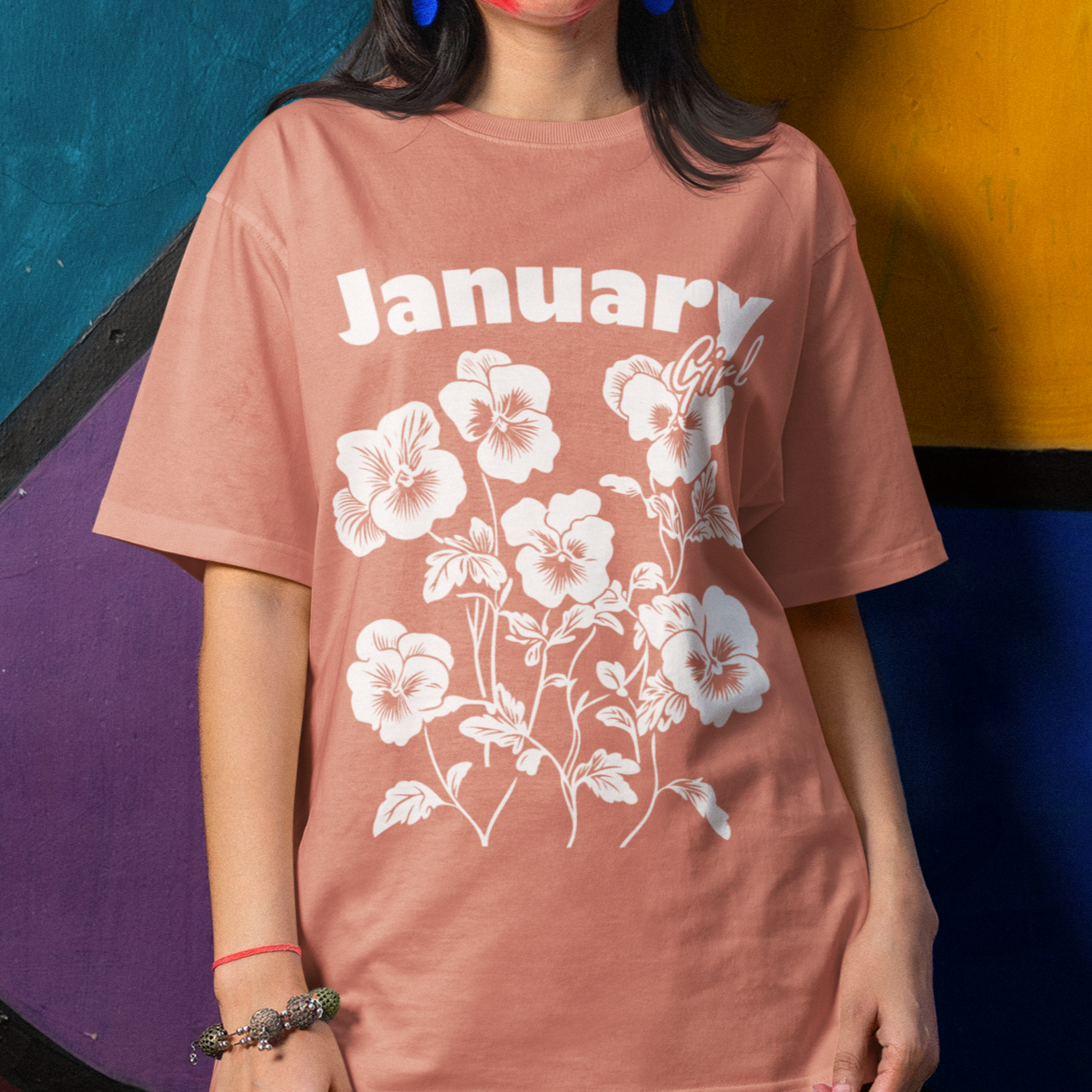 Comfort Colors Shirt Botanical Graphic Violas Pansies January Girl T-shirt, Floral Graphic Tee, Birthday Gift, Unisex Floral Flower shirt