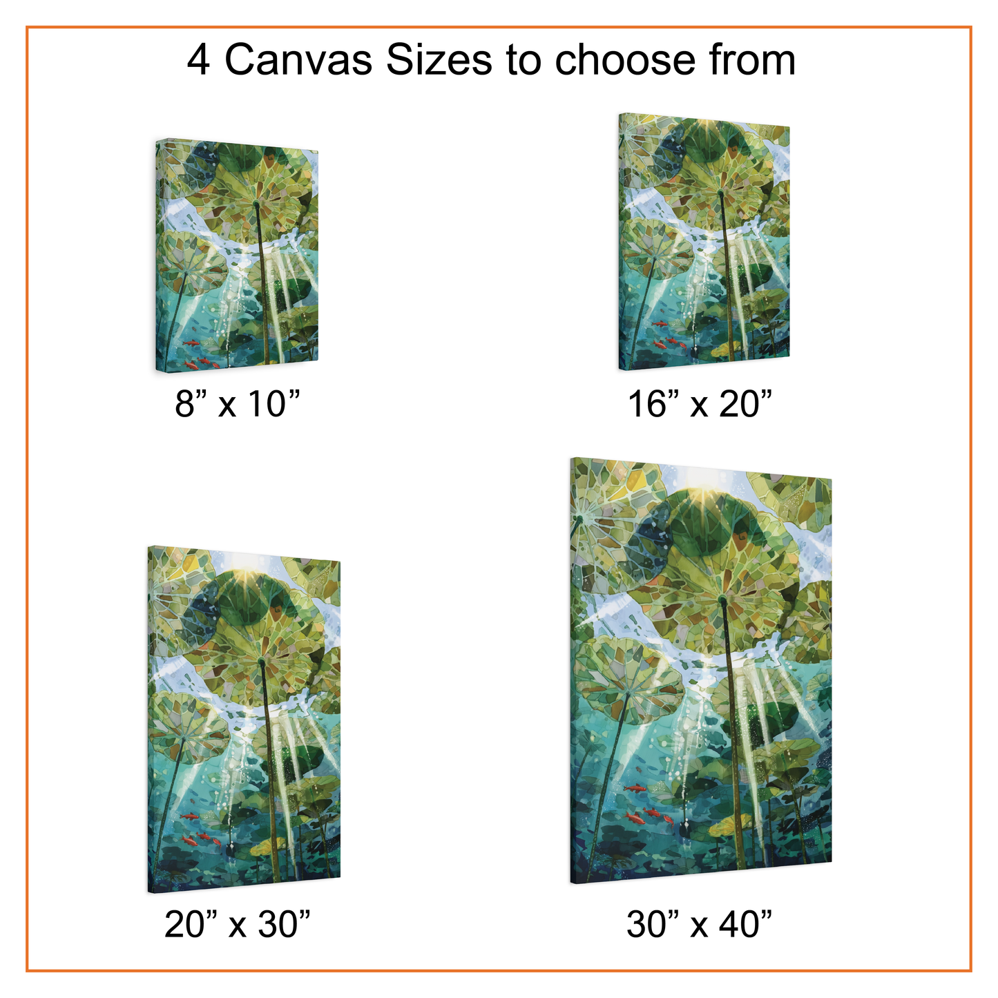 Underwater Lily Pond Wall Art, Sunlight Through Lily Pads Canvas or Poster Print, Nature Inspired Water Garden Artwork, Living Room Decor