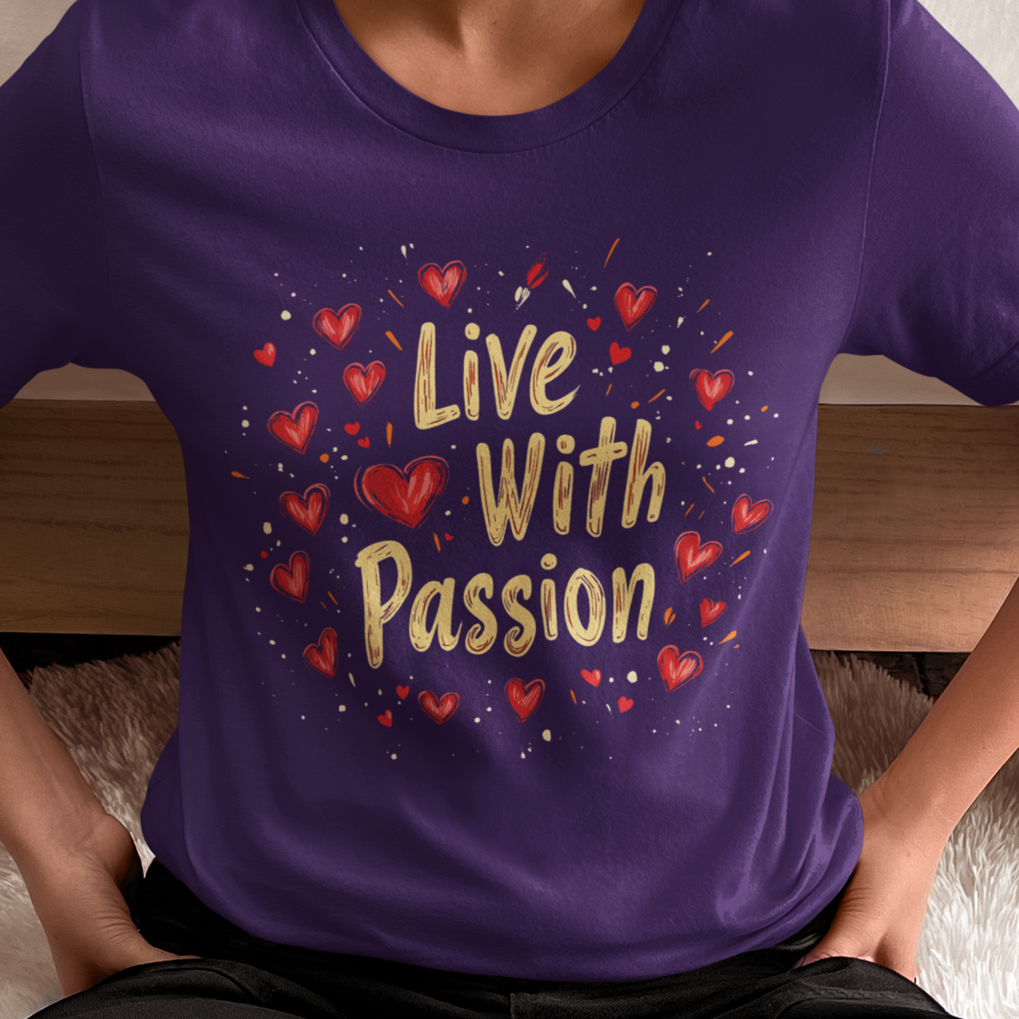 Live with Passion Shirt, Love Shirt, Heart Icon T-Shirt, Motivational Shirt, Inspirational Shirt, Good Vibes Shirt, Love and Passion Shirt