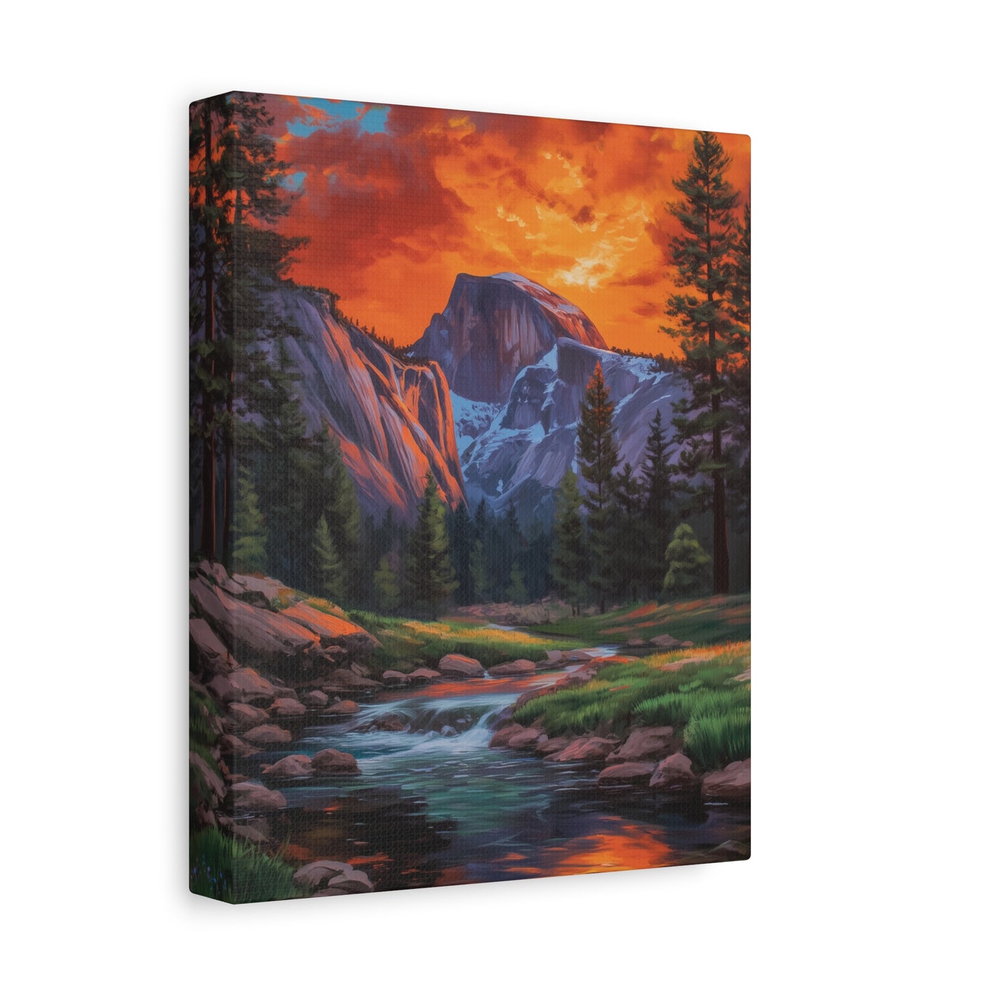 Yosemite Half Dome Canvas or Poster Print, Sunset Landscape Wall Art, Forest River Canvas, Mountain Home Decor, Gift for Hiker