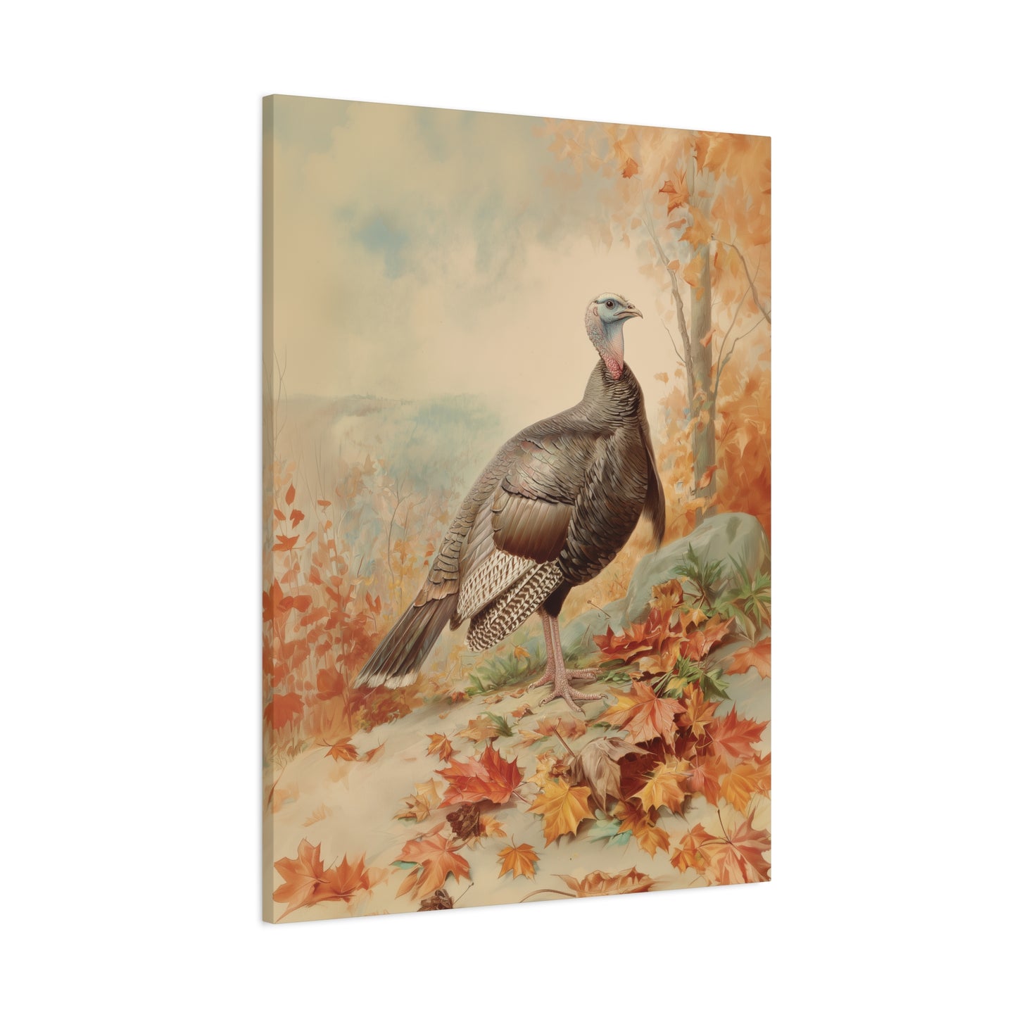 Autumn Wild Turkey Canvas or Poster Print, Thanksgiving Wall Decoration, Oil Painting Style Print, Nature Wall Art, Fall Wildlife Decor