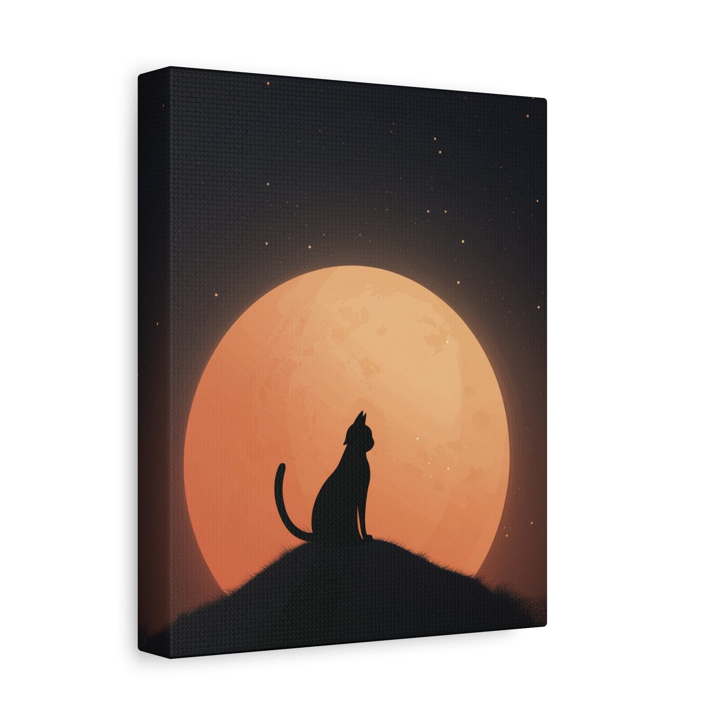 Black Cat & Full Moon Halloween Wall Art, Spooky Night Silhouette Poster or Canvas, Witch Cat Decor, Fall Home Decoration, Halloween Gift