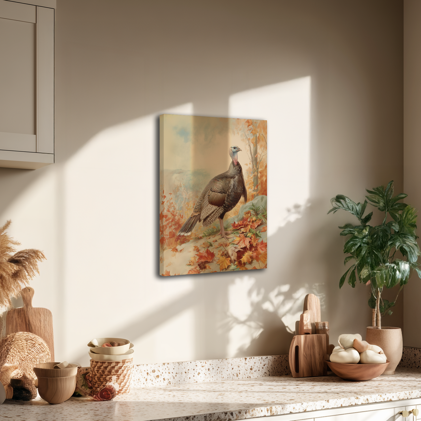 Autumn Wild Turkey Canvas or Poster Print, Thanksgiving Wall Decoration, Oil Painting Style Print, Nature Wall Art, Fall Wildlife Decor